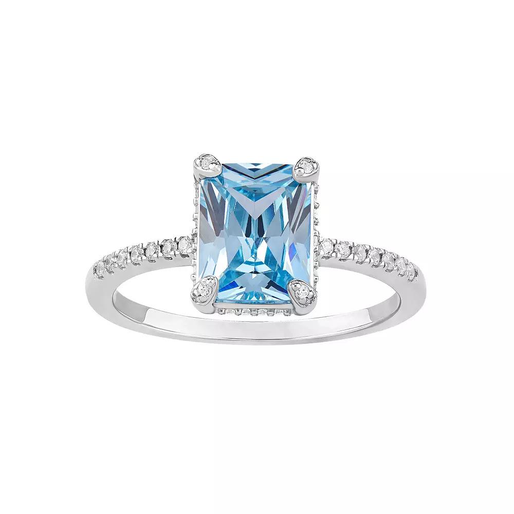 PRIMROSE Sterling Silver Cubic Zirconia Baguette Ring, Women's, Size: 9, Sterling Blue Product Image