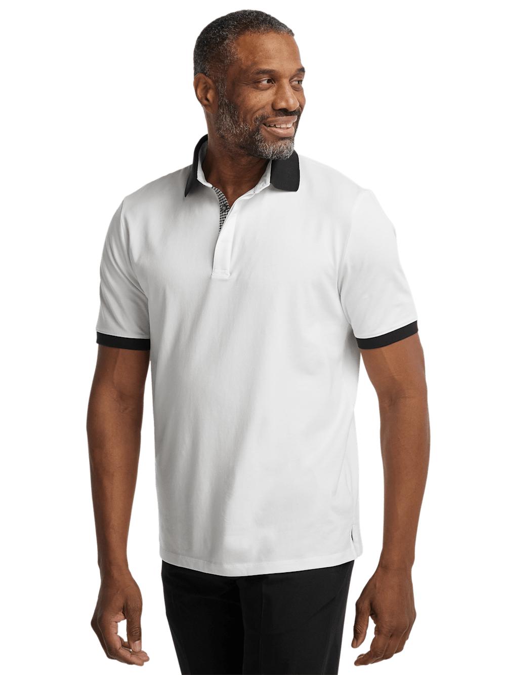Cotton Blend Three Button Polo - White Product Image