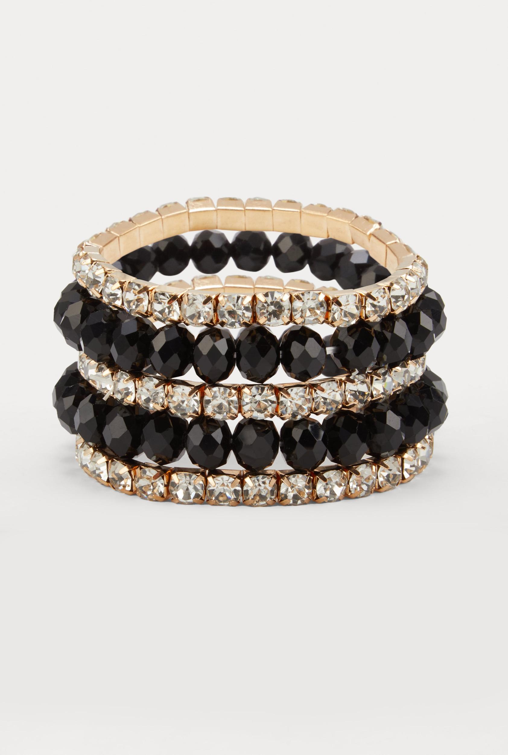 Rhinestone Beaded Stretch Bracelets Set of 5 Male Product Image