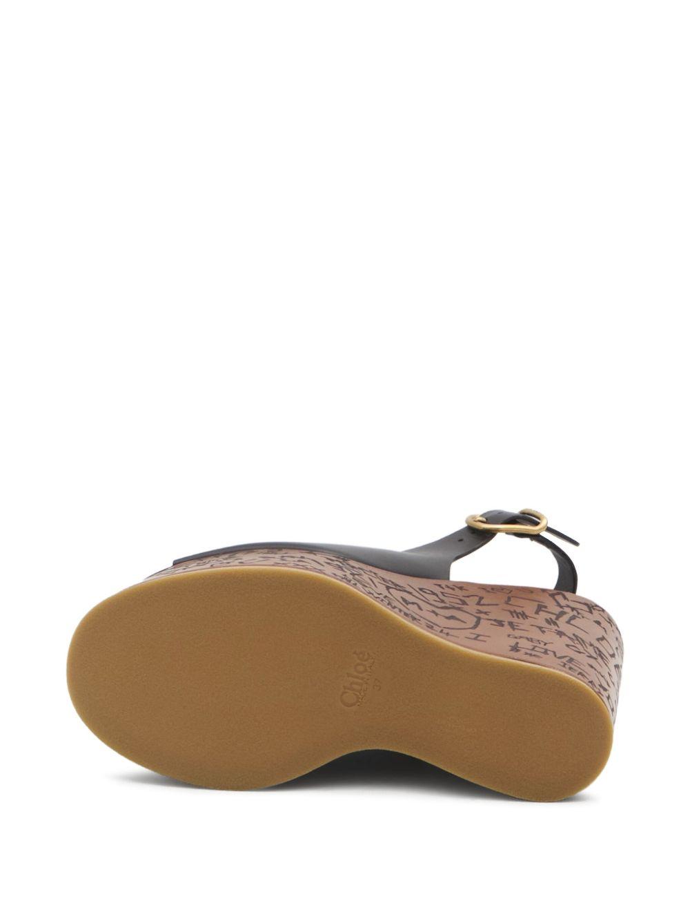 CHLOÉ Maxime Leather Slingback Platform Wedge Sandals In Black Product Image