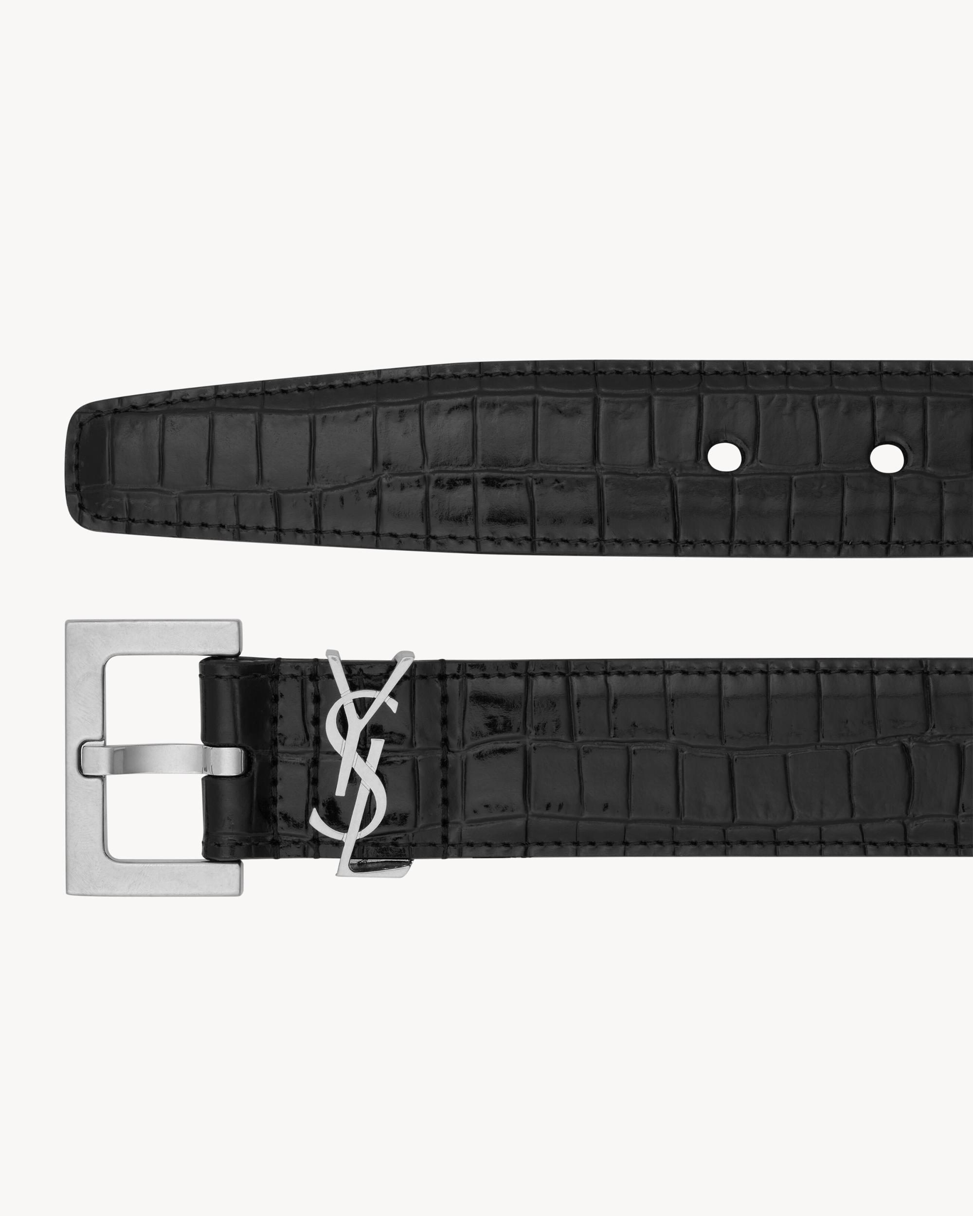 CASSANDRE belt in crocodile-embossed leather Product Image