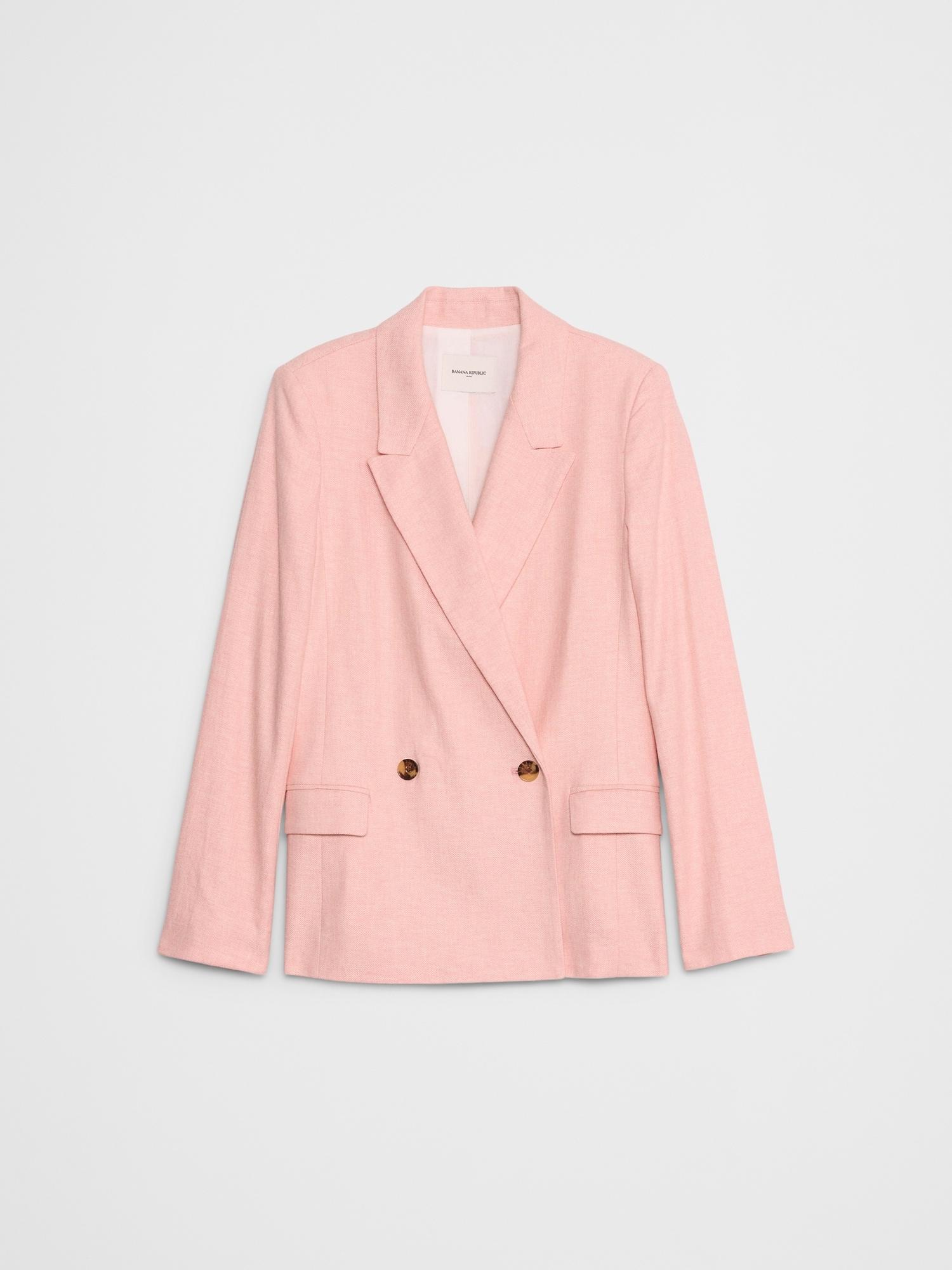 Linen-Blend Boyfriend Blazer Product Image