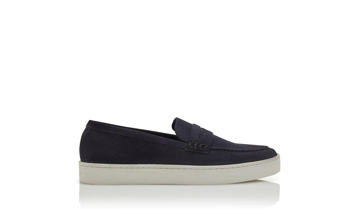 ELLIS Navy Blue Suede Slip-On Loafers Product Image