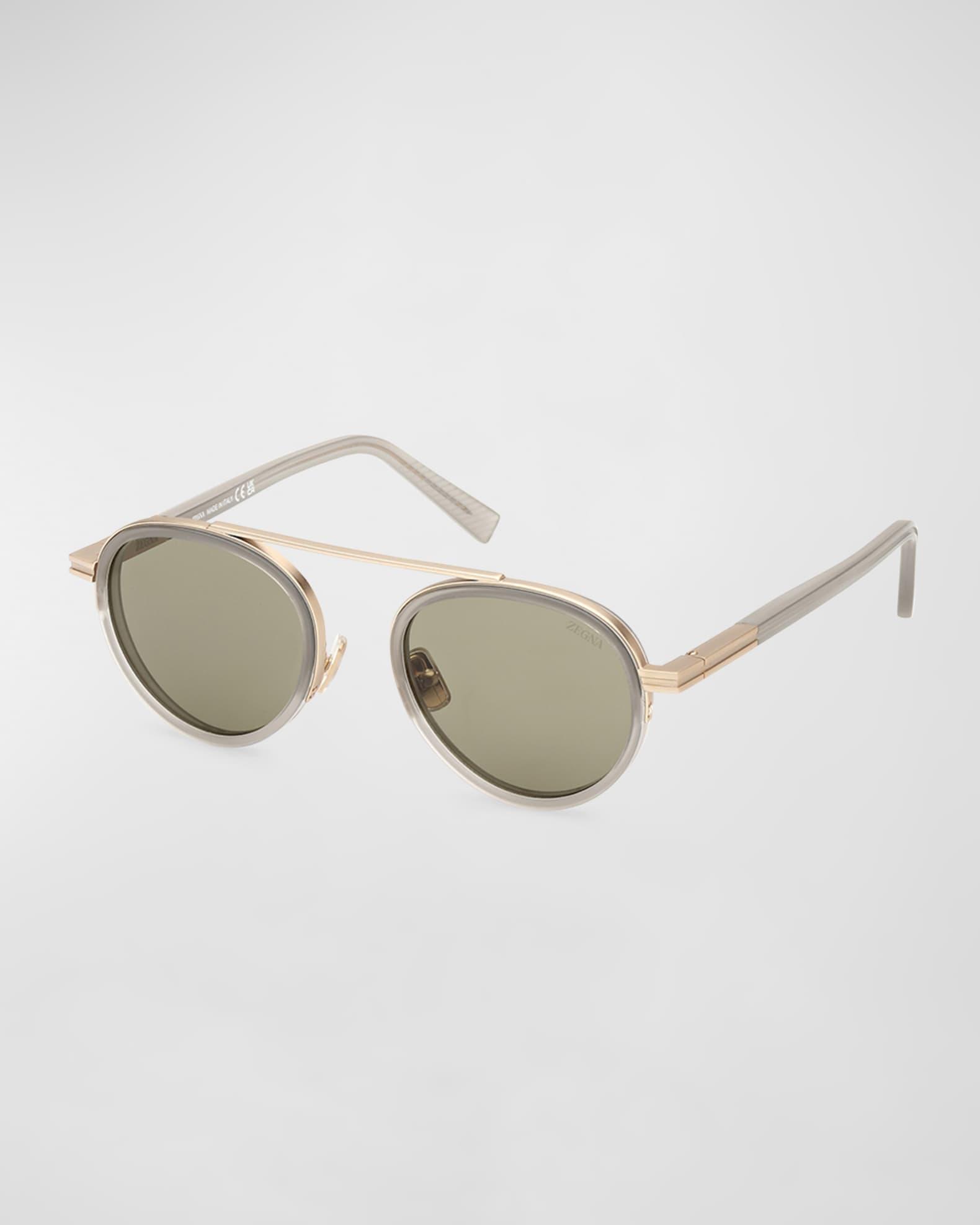 Mens 51MM Round Metal Sunglasses Product Image