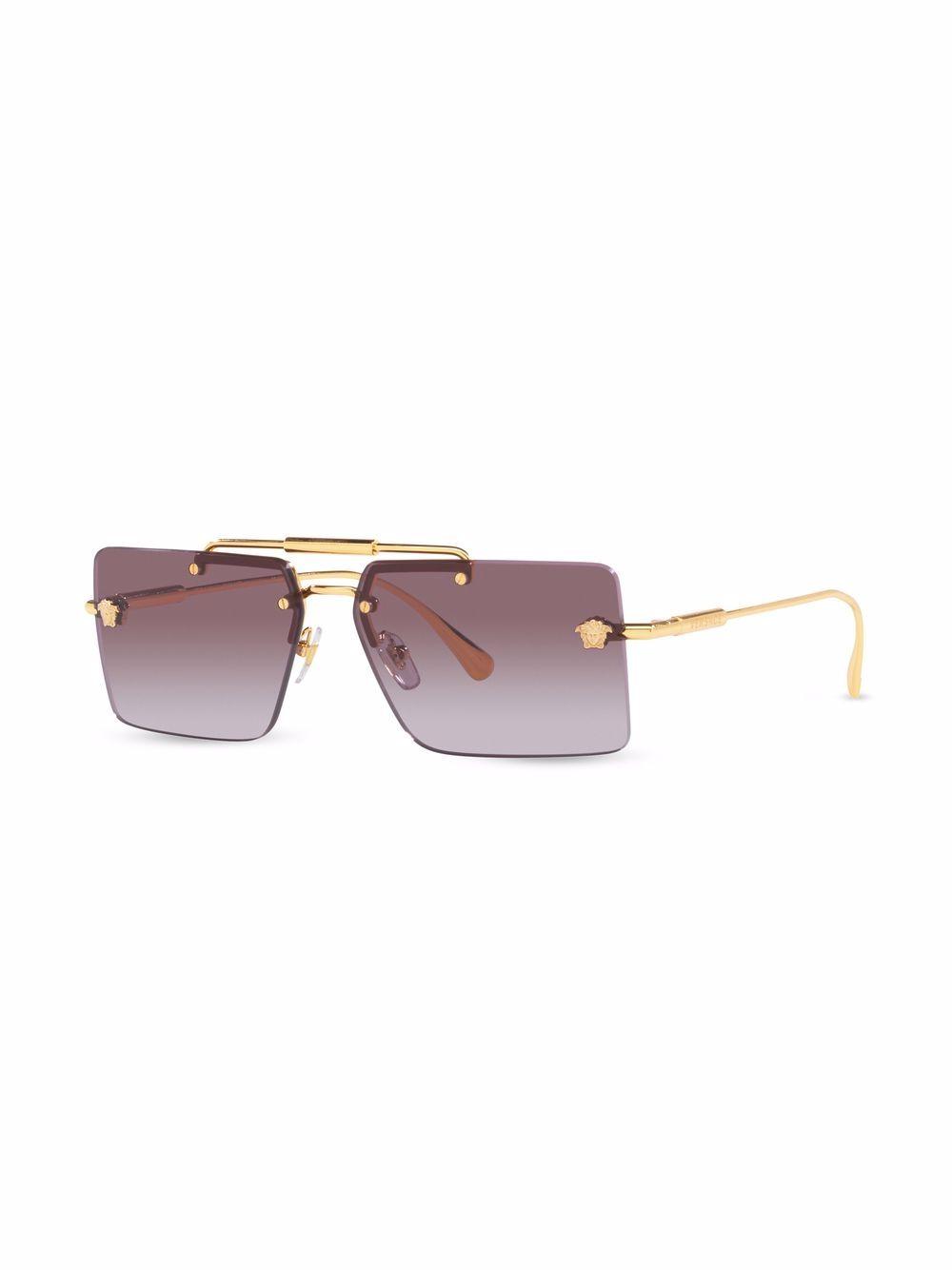VERSACE Pink Gradient Flash Mirror Rectangular Ladies Sunglasses Ve2245 100258 60 In Brown Product Image