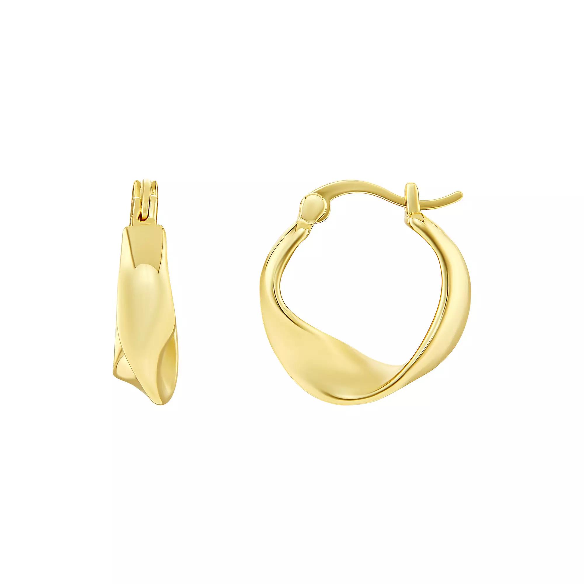 PRIMROSE 14k Gold Flash Plated Polished Twist Hoop Earrings, Women's, Gold Tone Product Image