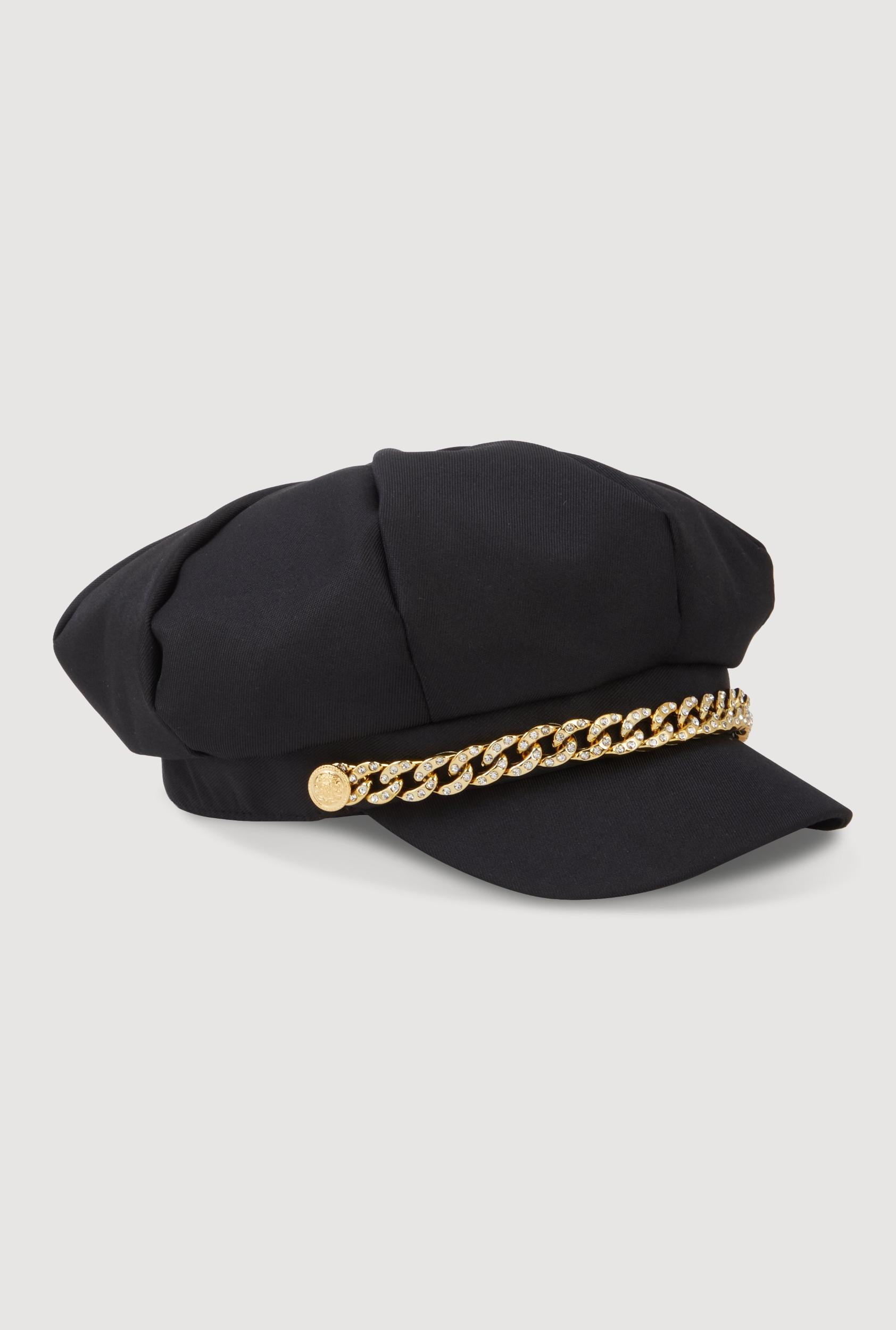 Womens Rhinestone Chain Detail Cabbie Hat Product Image