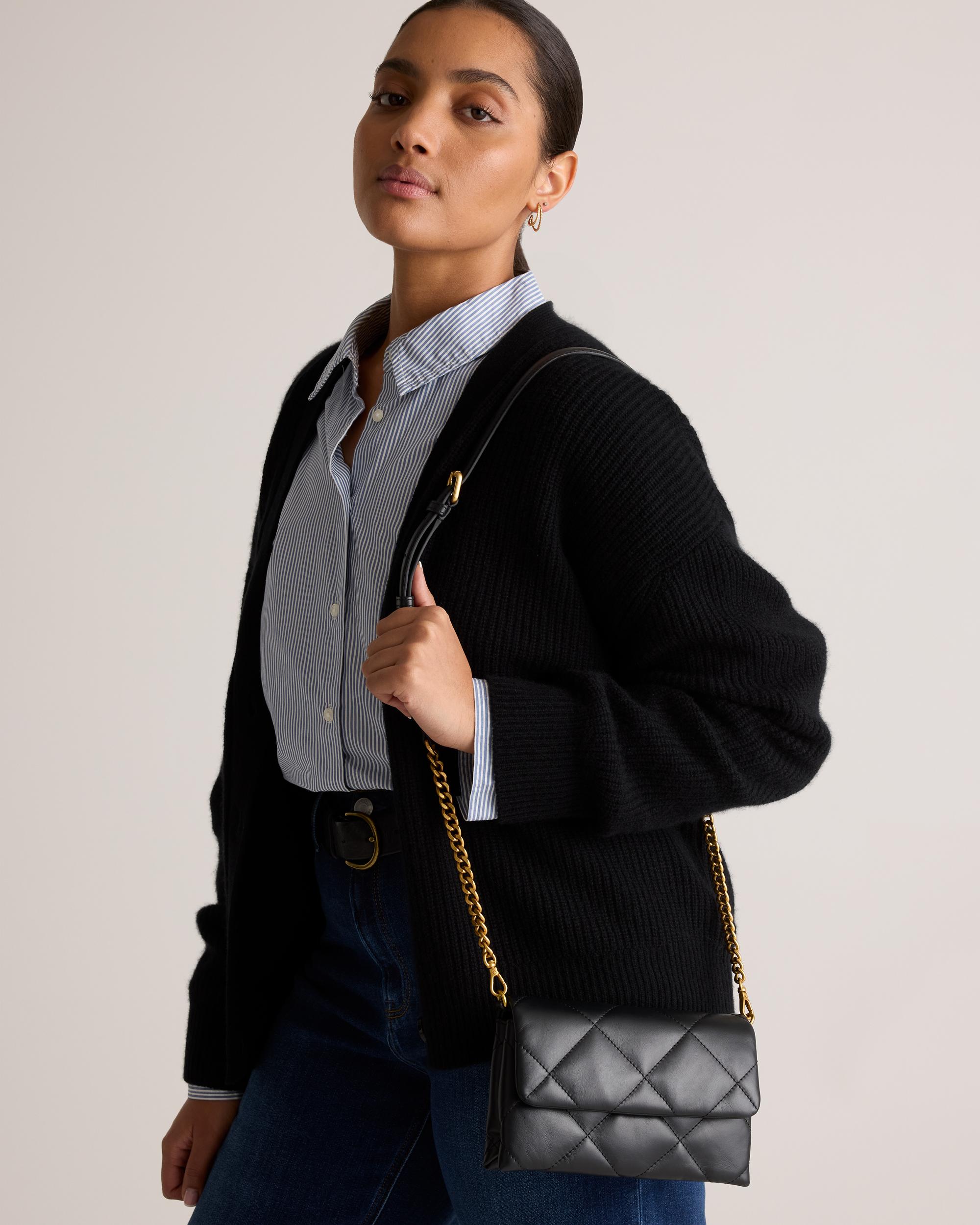 Quince | Women's Italian Leather Diamond Quilted Wallet Crossbody Product Image