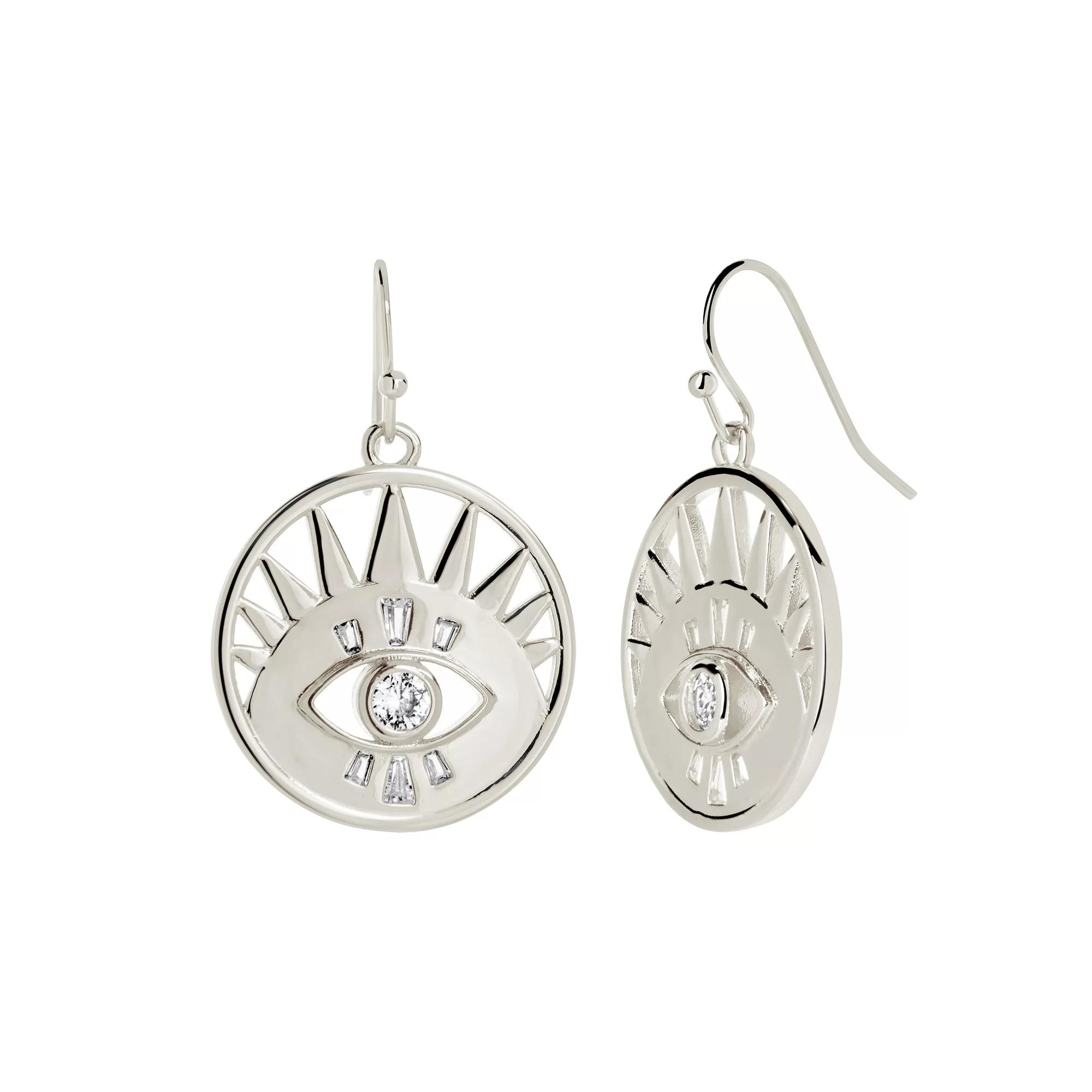 MC Collective Evil Eye Drop Earrings, Women's, Silver Tone Product Image