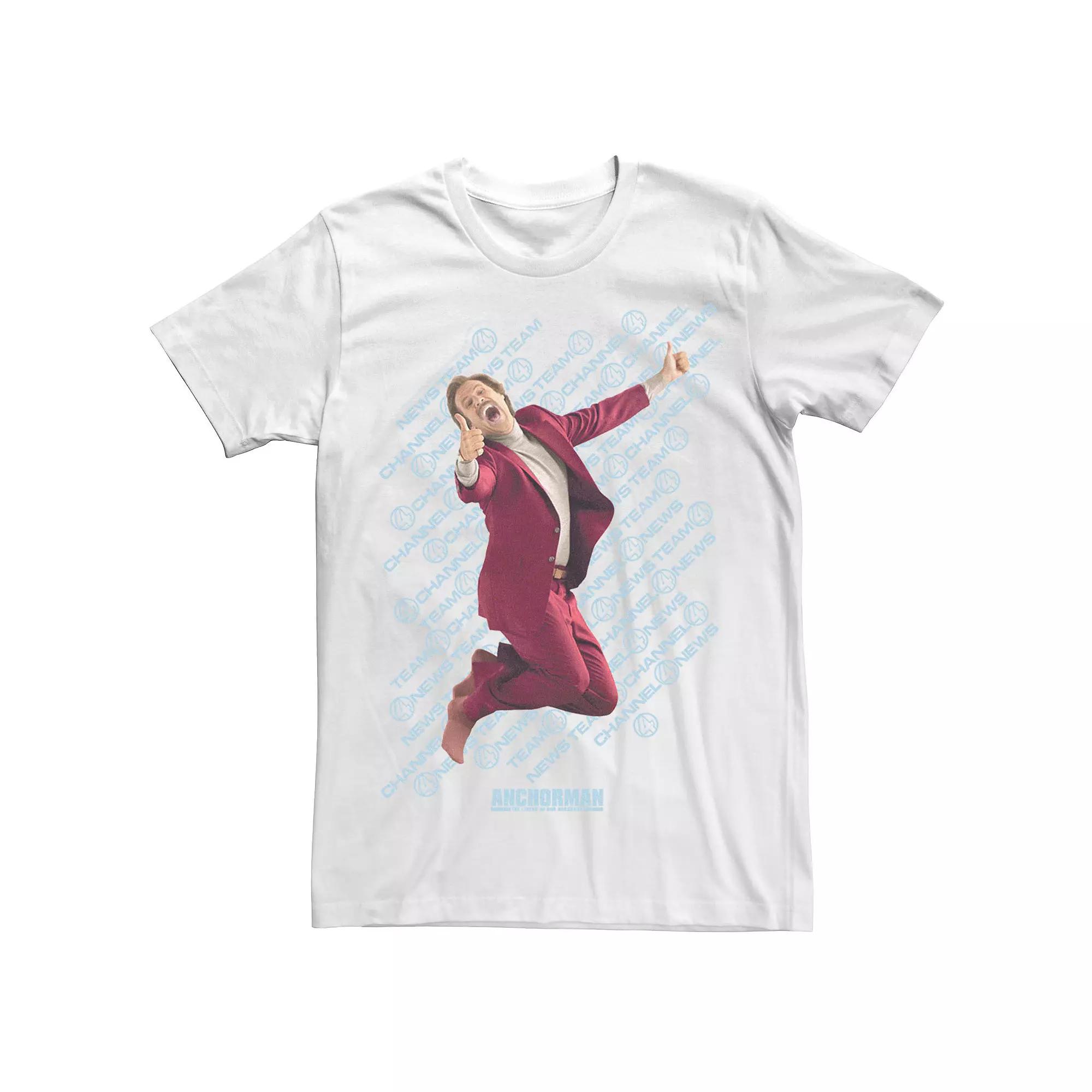 Men's Anchorman Ron Jumping For Joy Channel Four Logo Yellow Text Tee,  Product Image