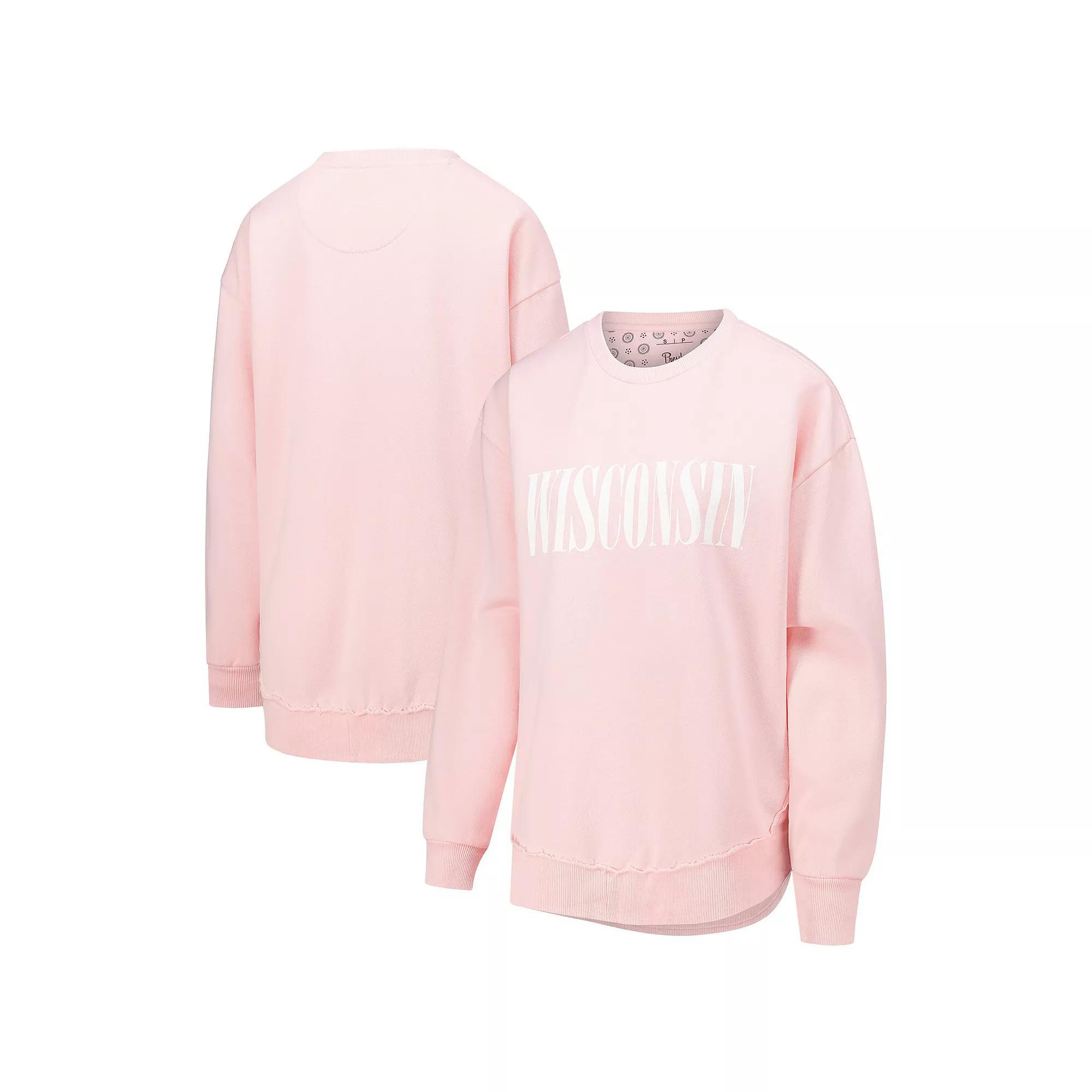 Women's Pressbox Light Pink Wisconsin Badgers Poncho Fleece Pullover Sweatshirt,  Product Image