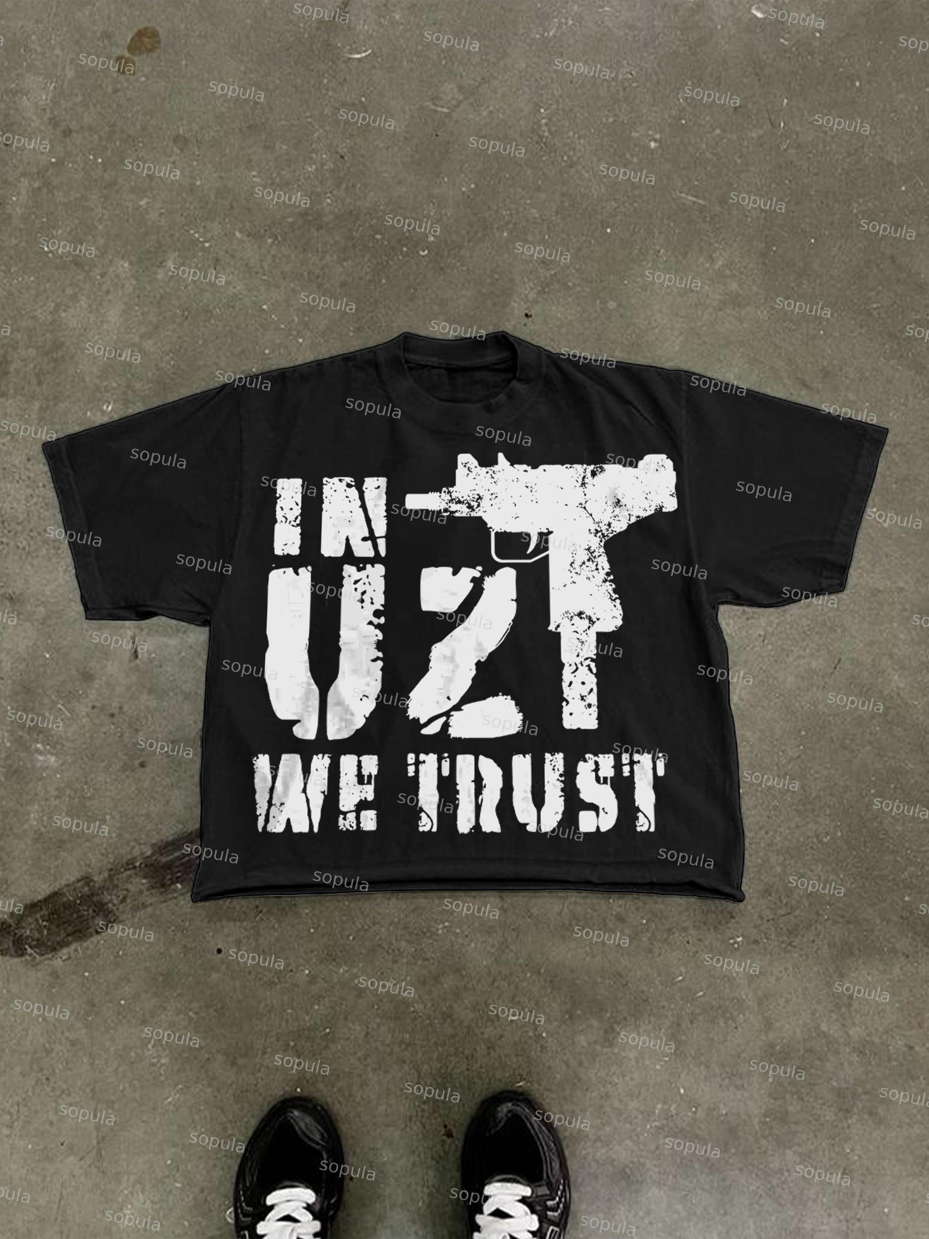 In Uzi We Trust Vintage Graphic Cropped T-shirt Product Image