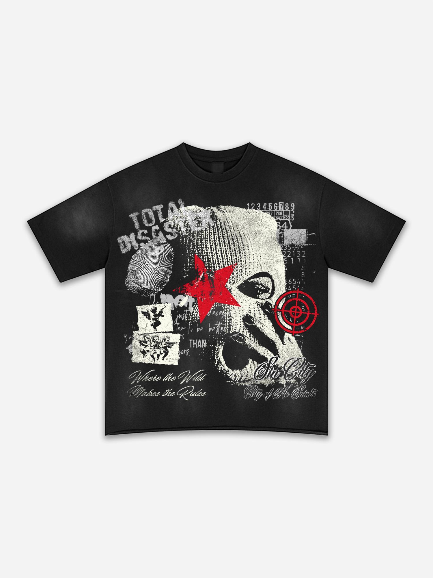 Sin City The City Without Saints Gangster Mask Vintage Graphic Washed T-shirt Product Image
