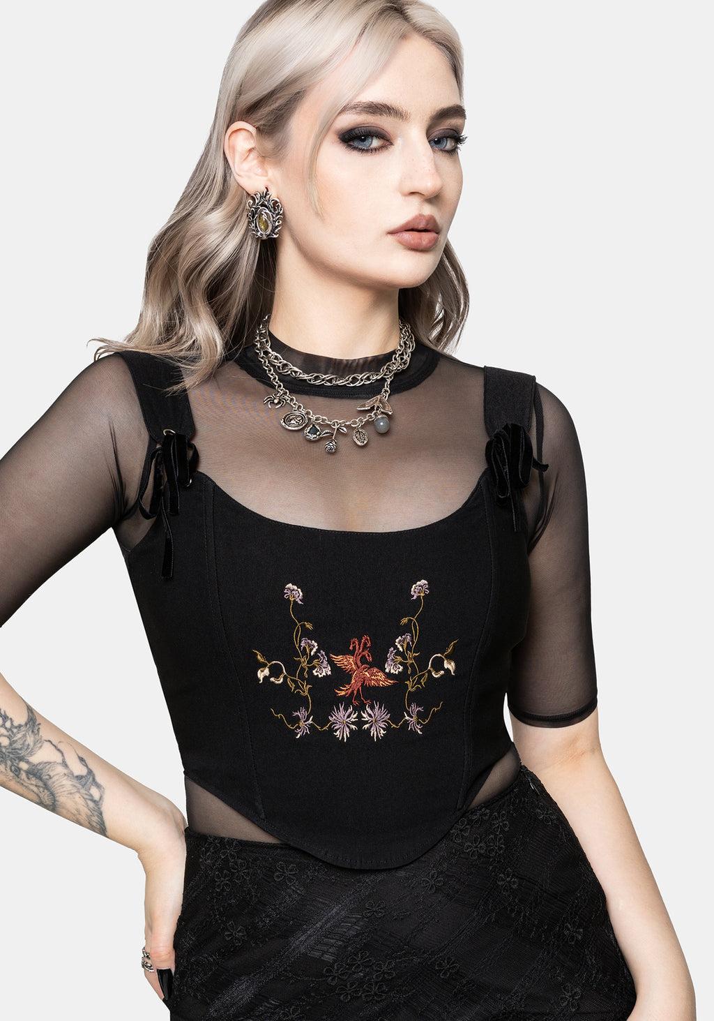 Genevra Embroidered Crop Corset Top Product Image