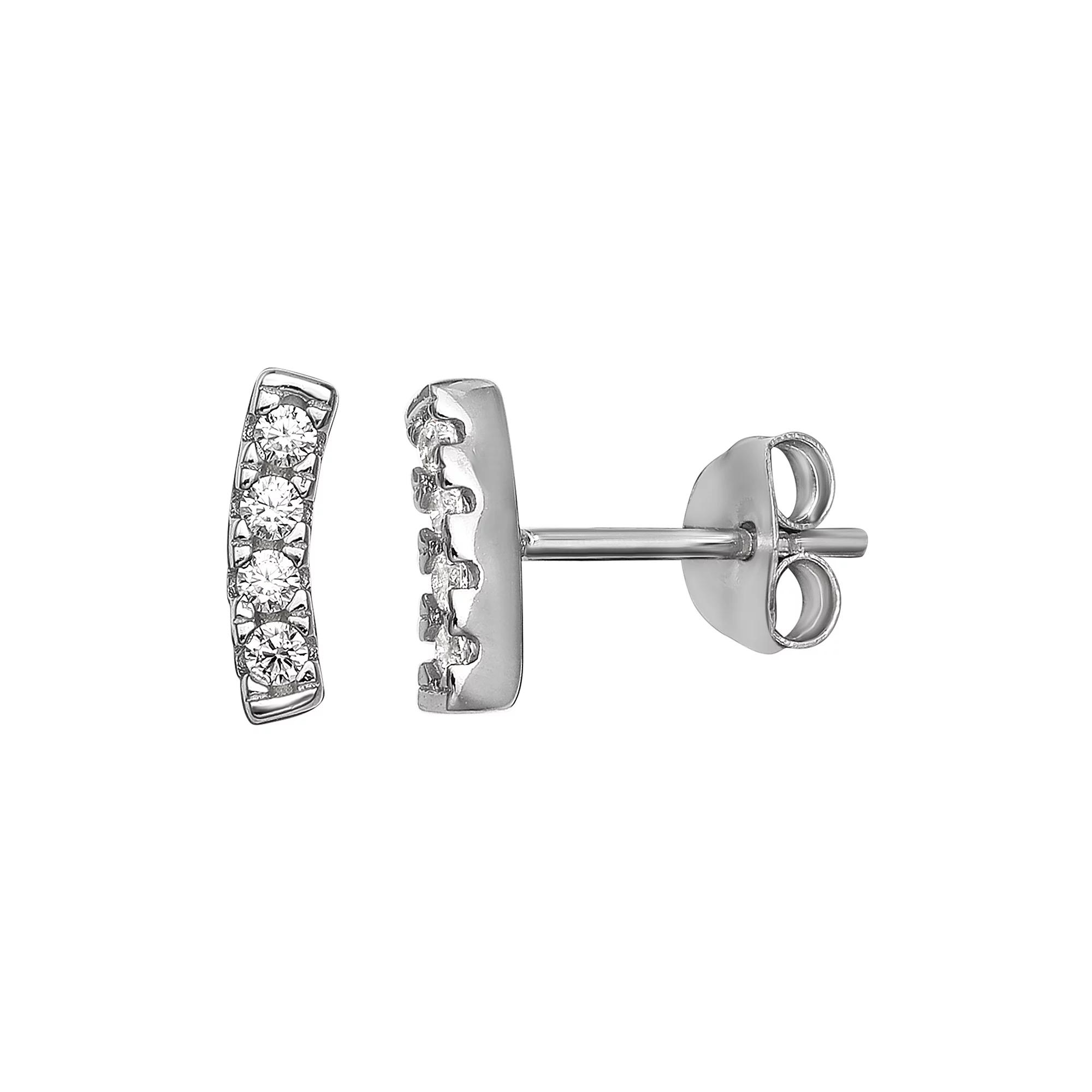 PRIMROSE Sterling Silver Cubic Zirconia Bar Post Earrings, Women's, Silver Tone Clear Product Image