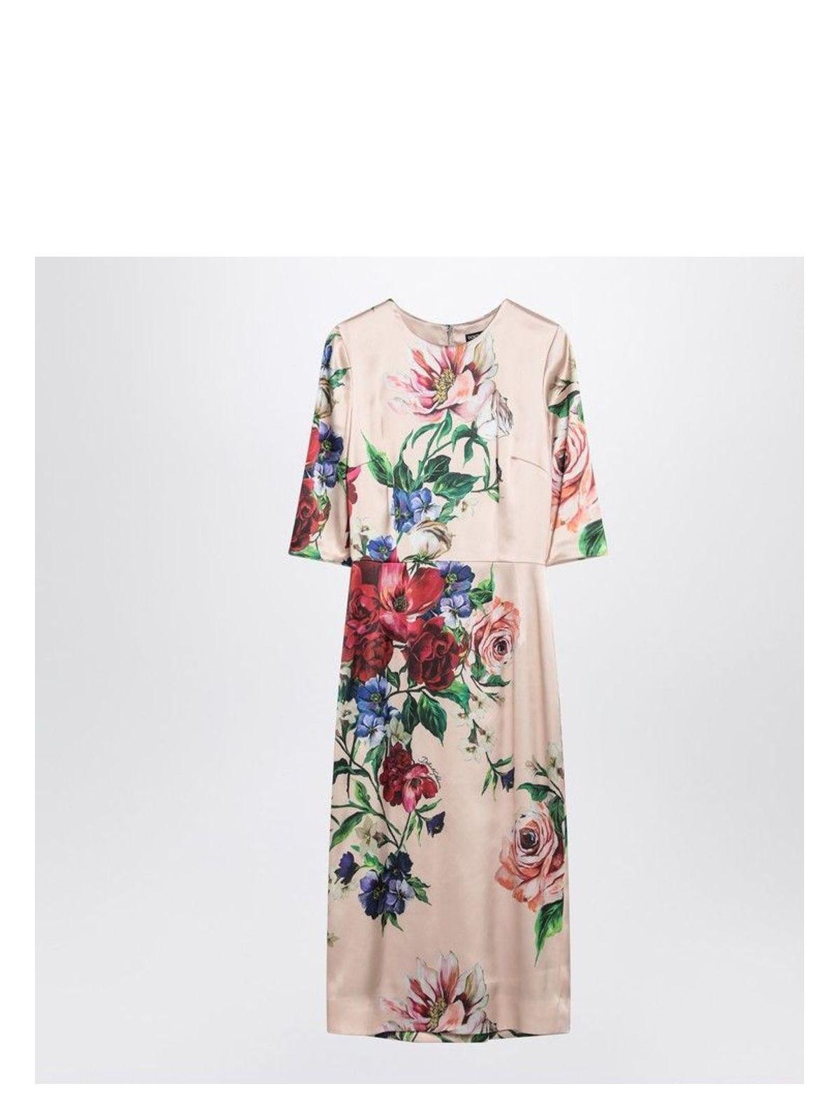 DOLCE & GABBANA Women Flower Print Midi Dress In Neutral Product Image