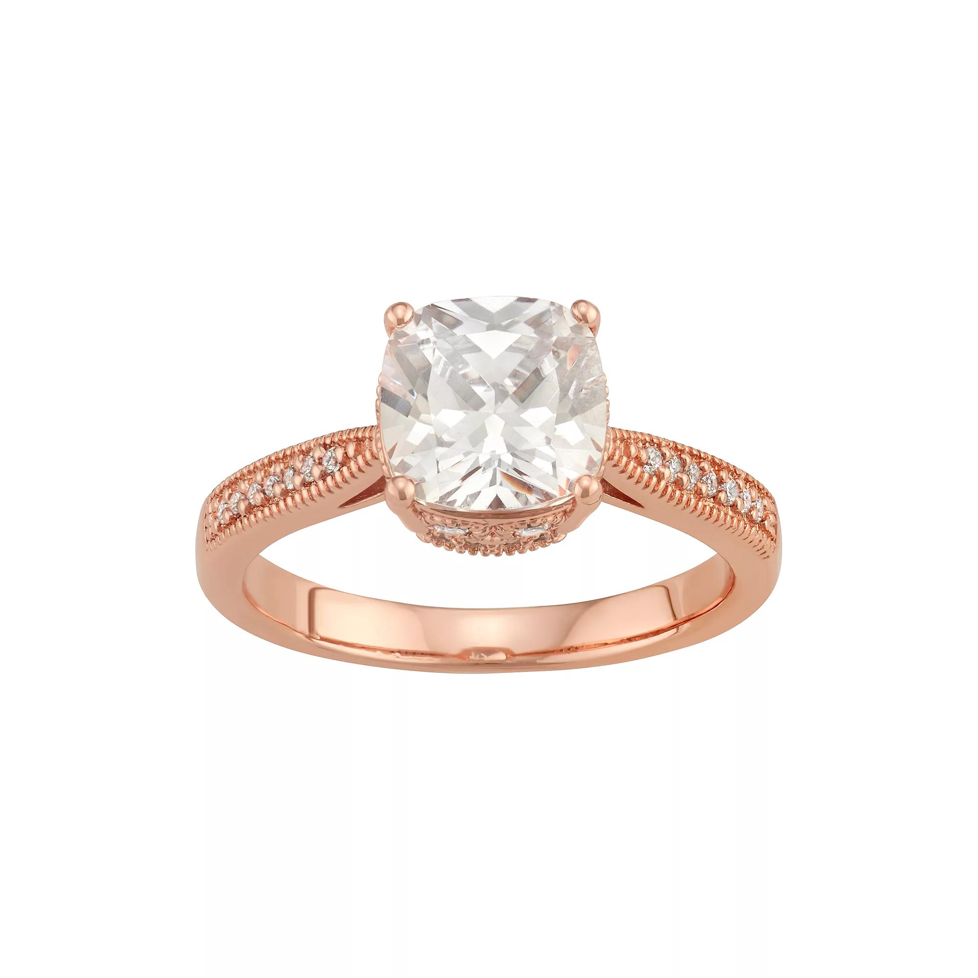 Lily & Lace 14k Rose Gold Over Bronze Cubic Zirconia Ring, Women's, Size: 8, Pink Tone Product Image