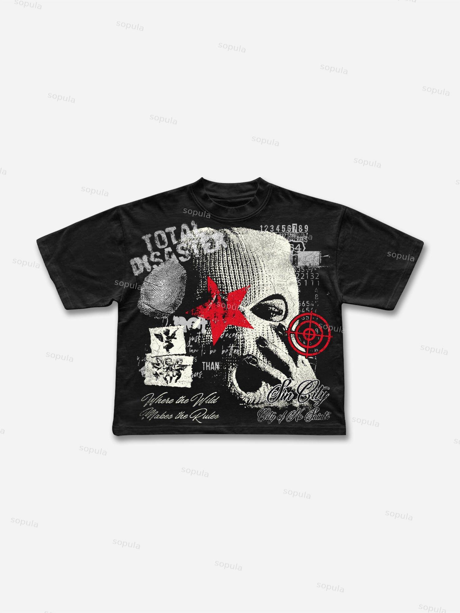 Sin City The City Without Saints Gangster Mask Vintage Graphic Cropped T-shirt Product Image