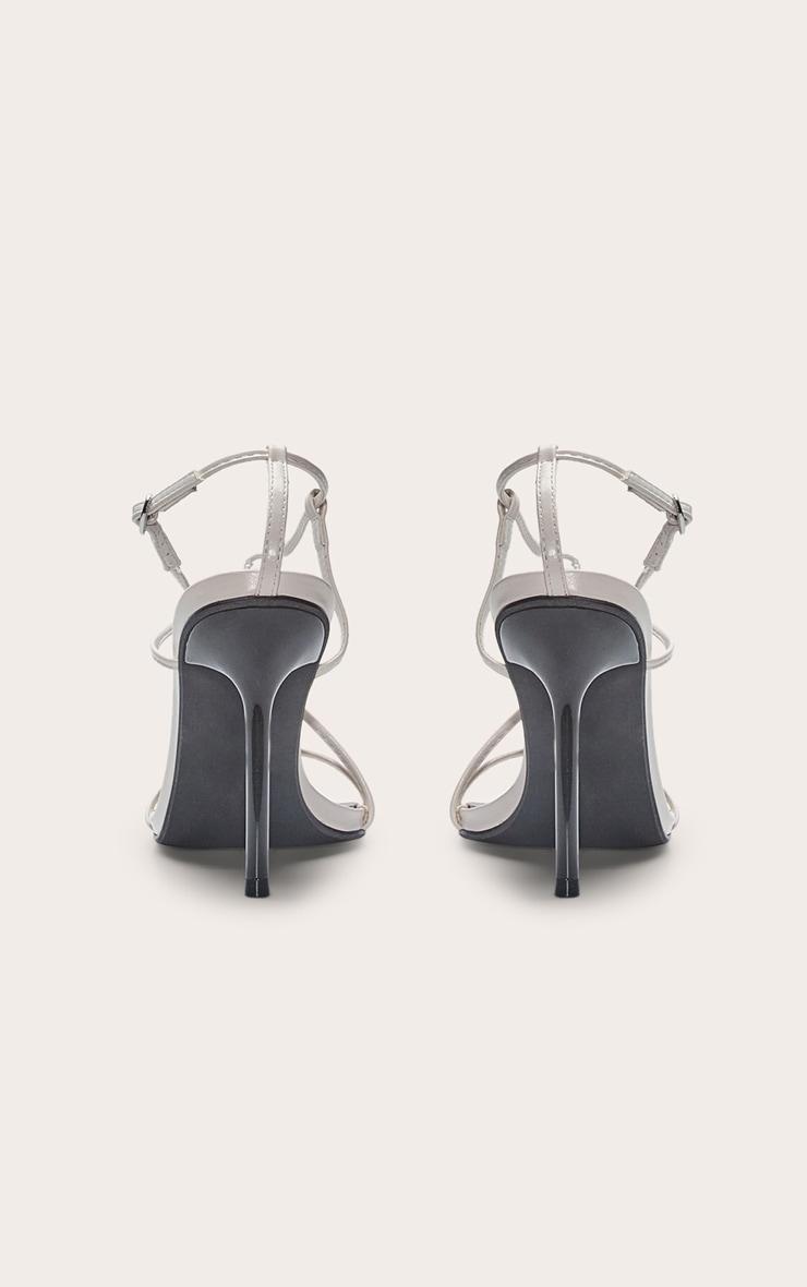 Monochrome Pu Round Toe Strappy High Stiletto Heeled Sandals Product Image