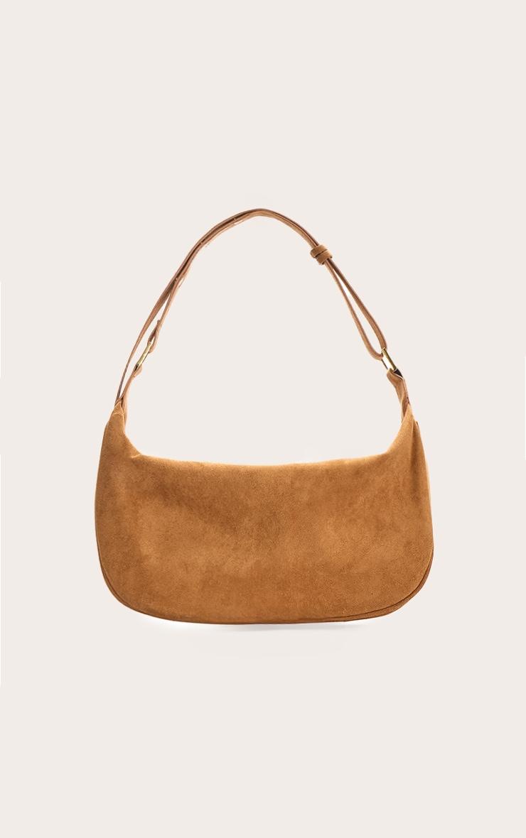 Tan Suede Oversized Slouchy Shoulder Bag Product Image