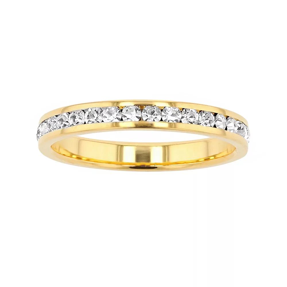 Traditions Jewelry Company 18k Gold Over Silver Birthstone Crystal Eternity Ring, Women's, Size: 10, 18k Gold Plated April Product Image