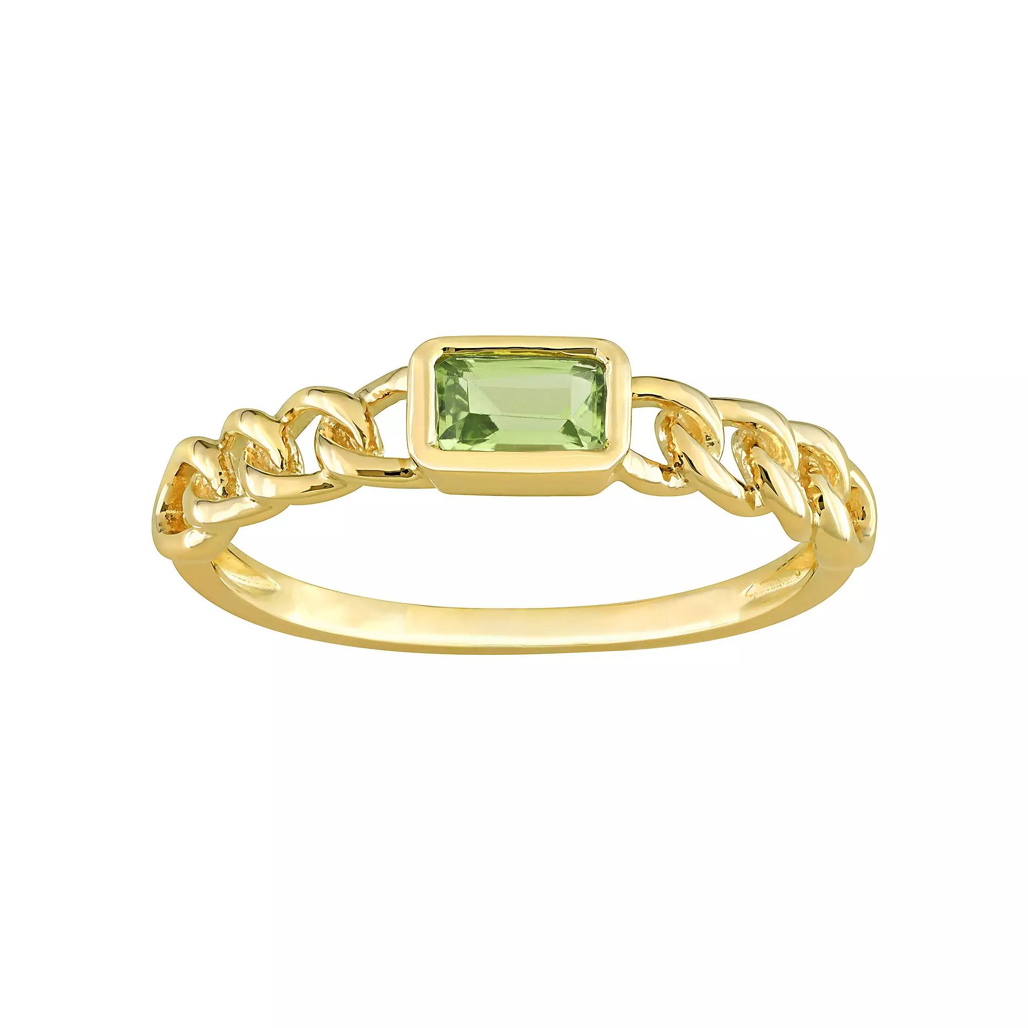 Stella Grace 14k Gold Peridot Link Ring, Women's, Size: 5 Product Image
