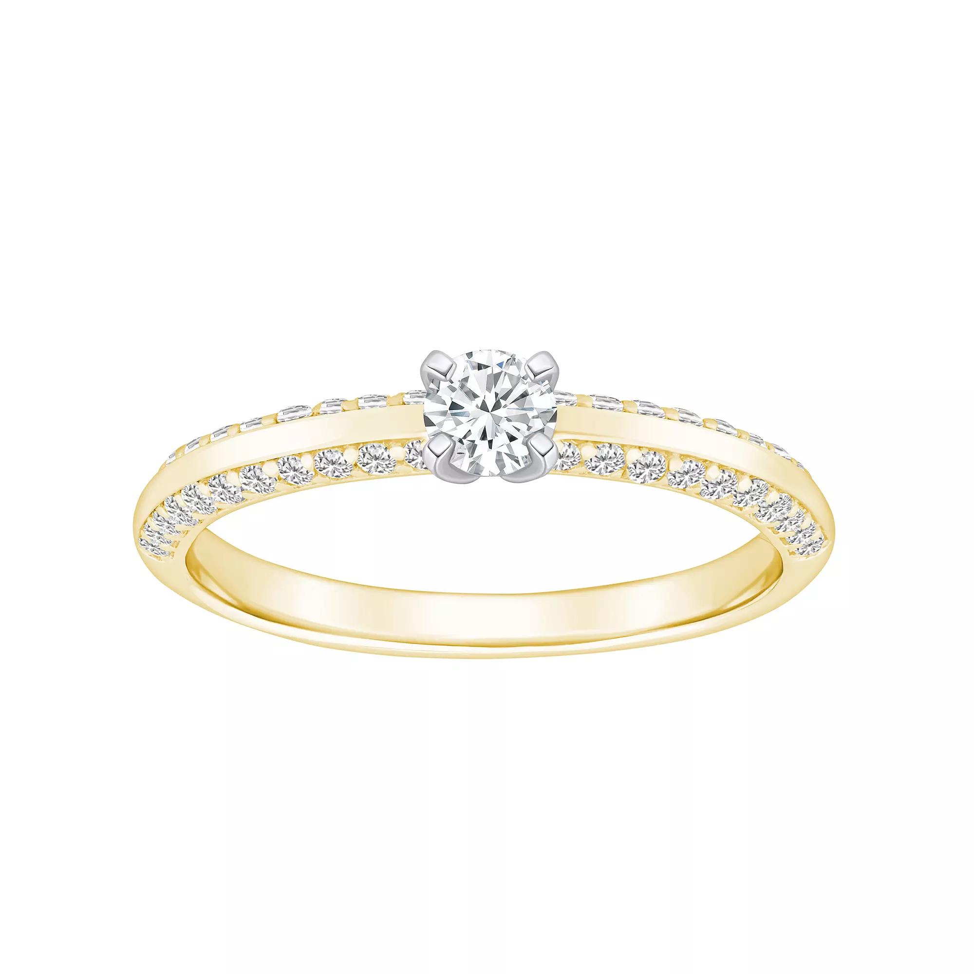 Alyson Layne 14k Gold 3/5 Carat T.W. Diamond Round Cut Pave & Polished Band Engagement Ring, Womens 14k White Gold Product Image