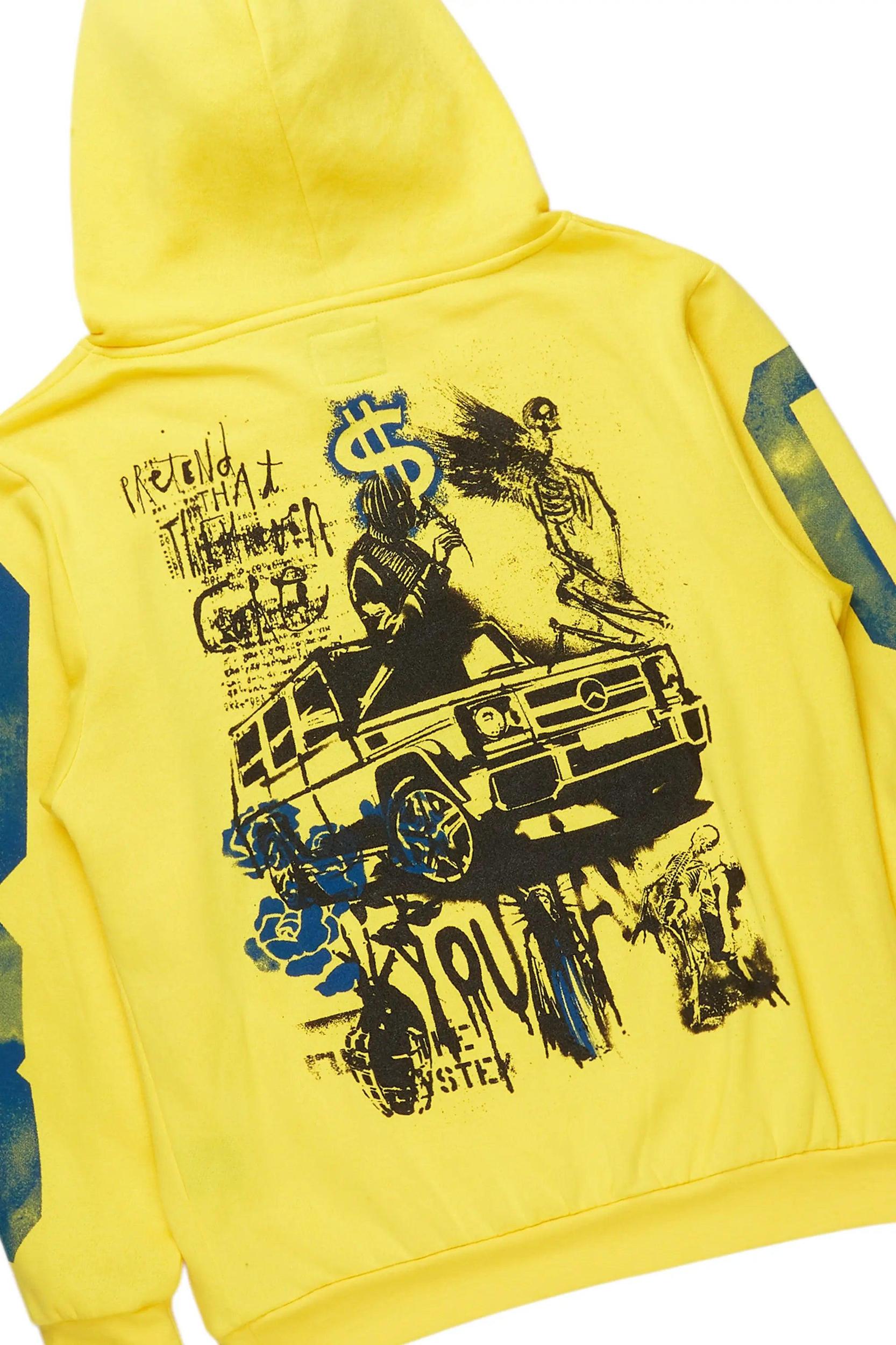 Grill Yellow Hoodie Baggy Track Pant Set Male Product Image