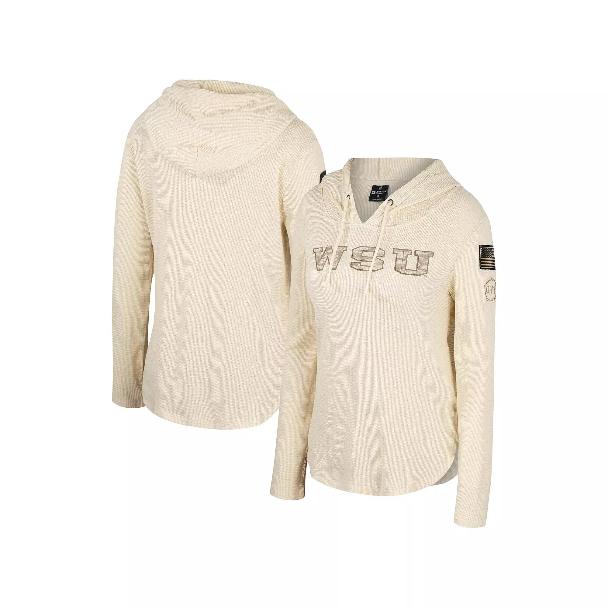 Women's Colosseum Cream Texas Longhorns OHT Military Appreciation Casey Raglan Long Sleeve Hoodie T-Shirt, Size: XL, Beige Product Image