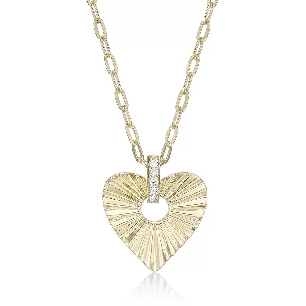 Gemminded 18k Gold Over Silver Lab-Created Diamond Accent Starburst Heart Pendant Necklace, Women's, Size: 18", Gold Tone Product Image