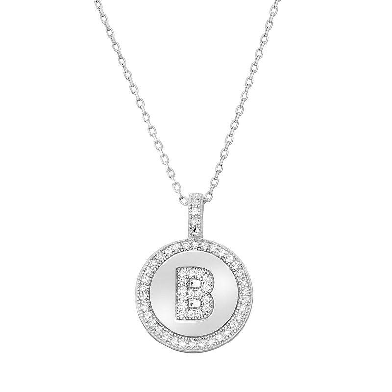 Argento Bella Sterling Silver Cubic Zirconia Initial Pendant Necklace, Women's,  Product Image