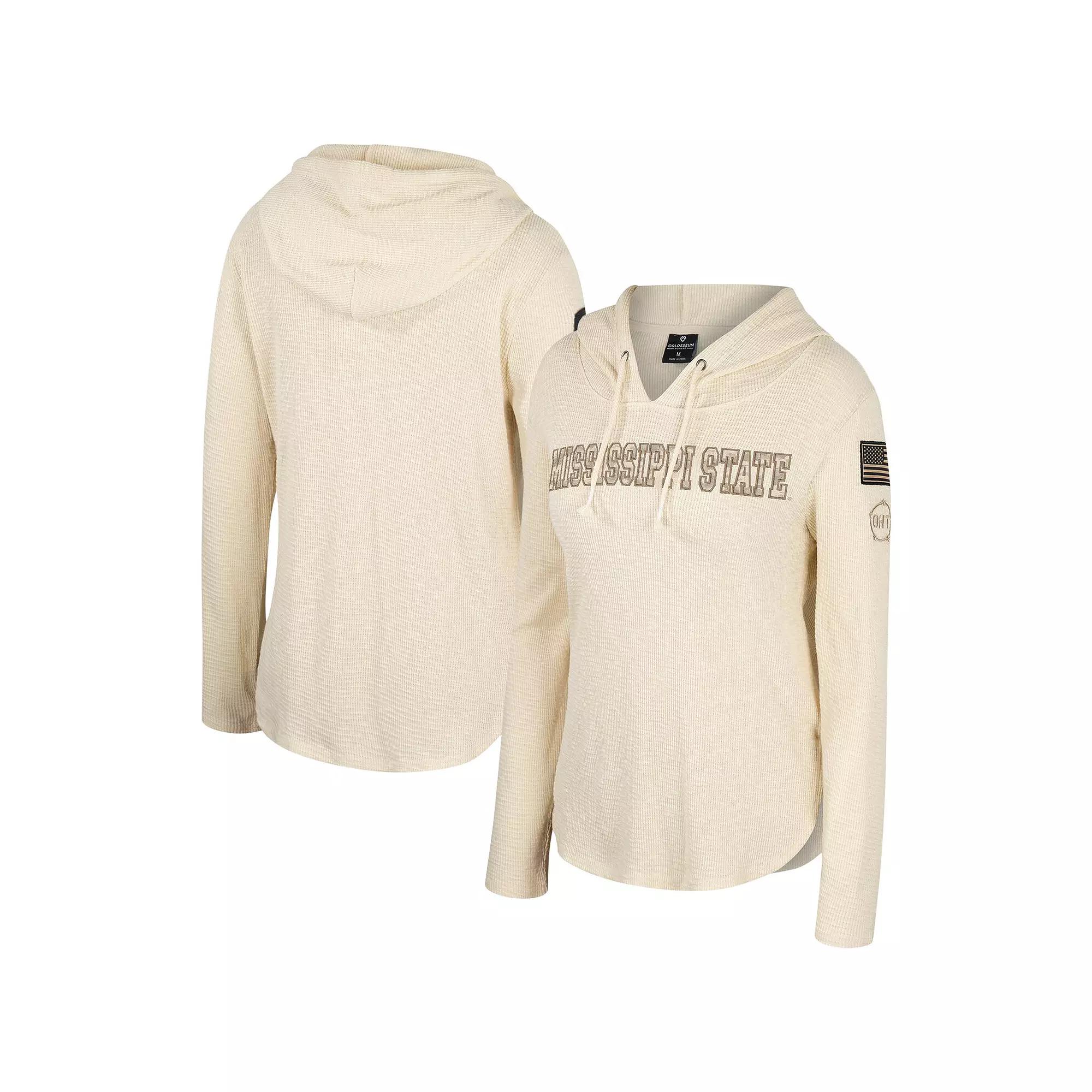 Women's Colosseum Cream Mississippi State Bulldogs OHT Military Appreciation Casey Raglan Long Sleeve Hoodie T-Shirt, Size: Medium, Mst Beige Product Image