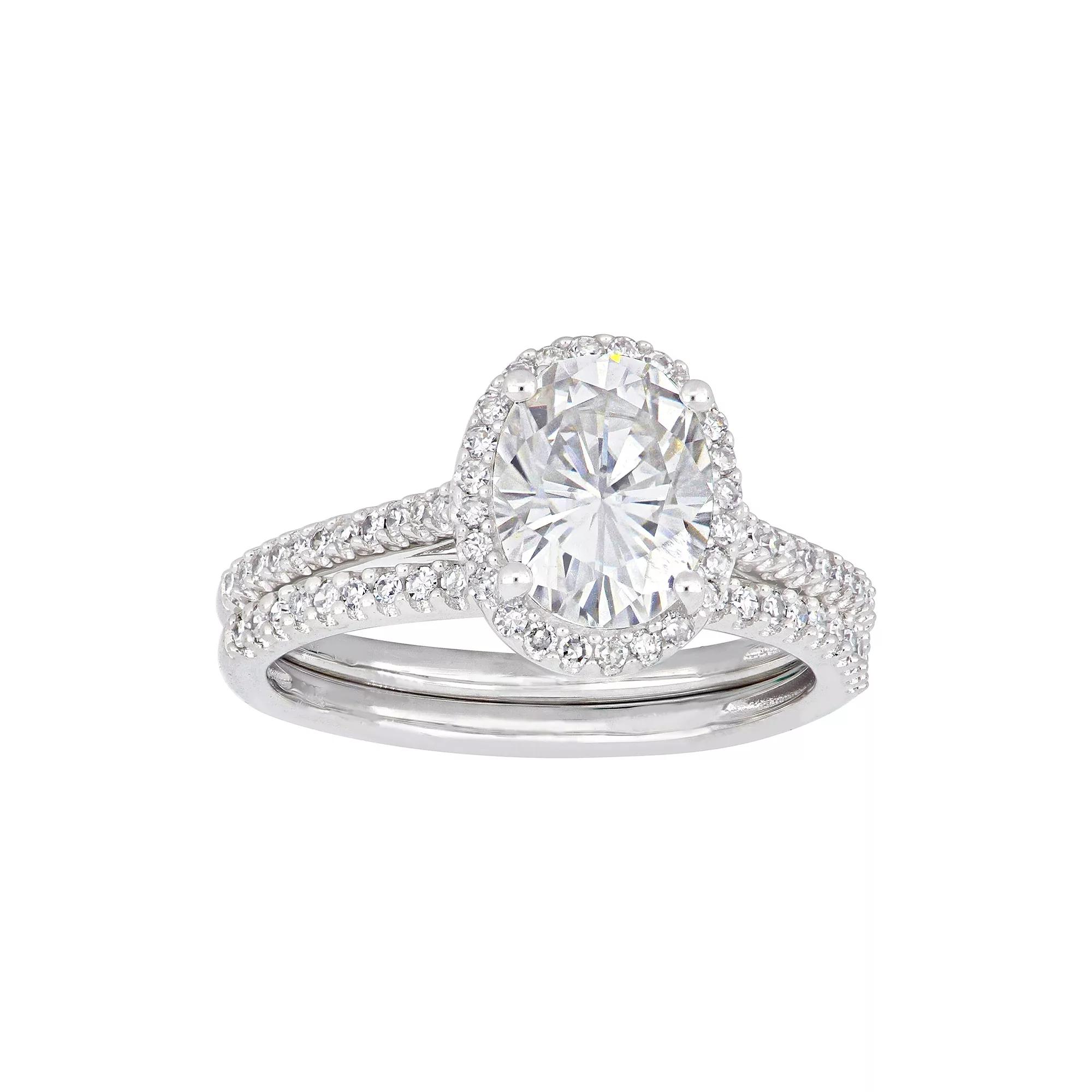Stella Grace 14k White Gold 1/3 Carat Diamond & Moissanite Bridal Ring Set, Womens 14k Whgold Product Image