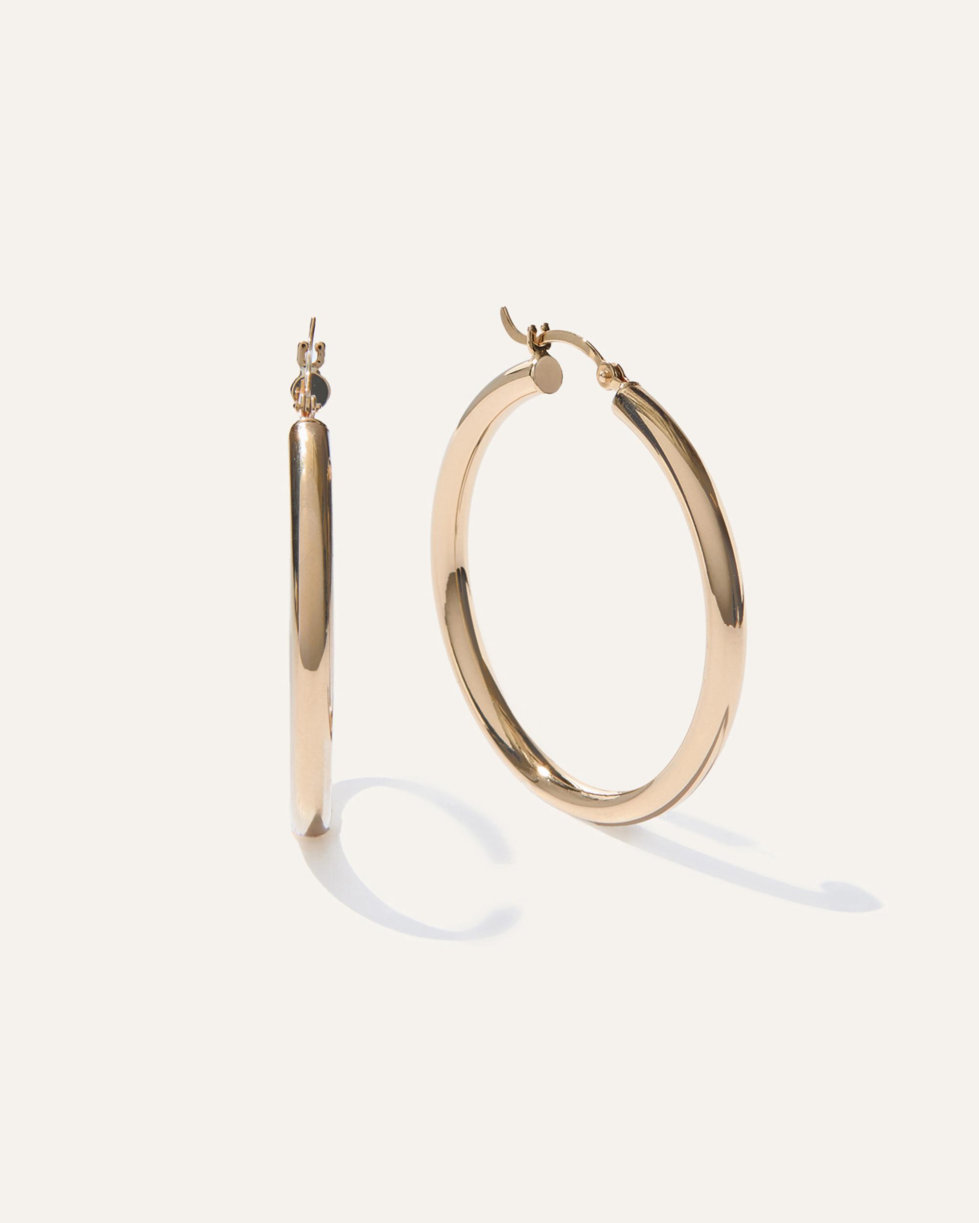 Quince | Women's 14K Gold 3mm Tube Hoop Earrings Product Image