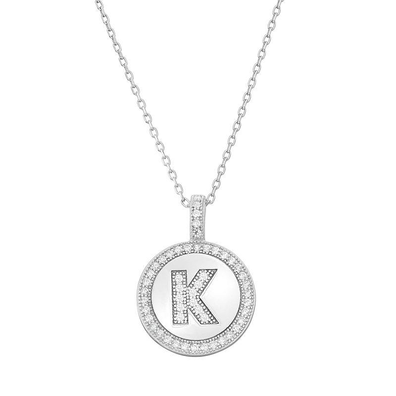 Argento Bella Sterling Silver Cubic Zirconia Initial Pendant Necklace, Women's,  Product Image