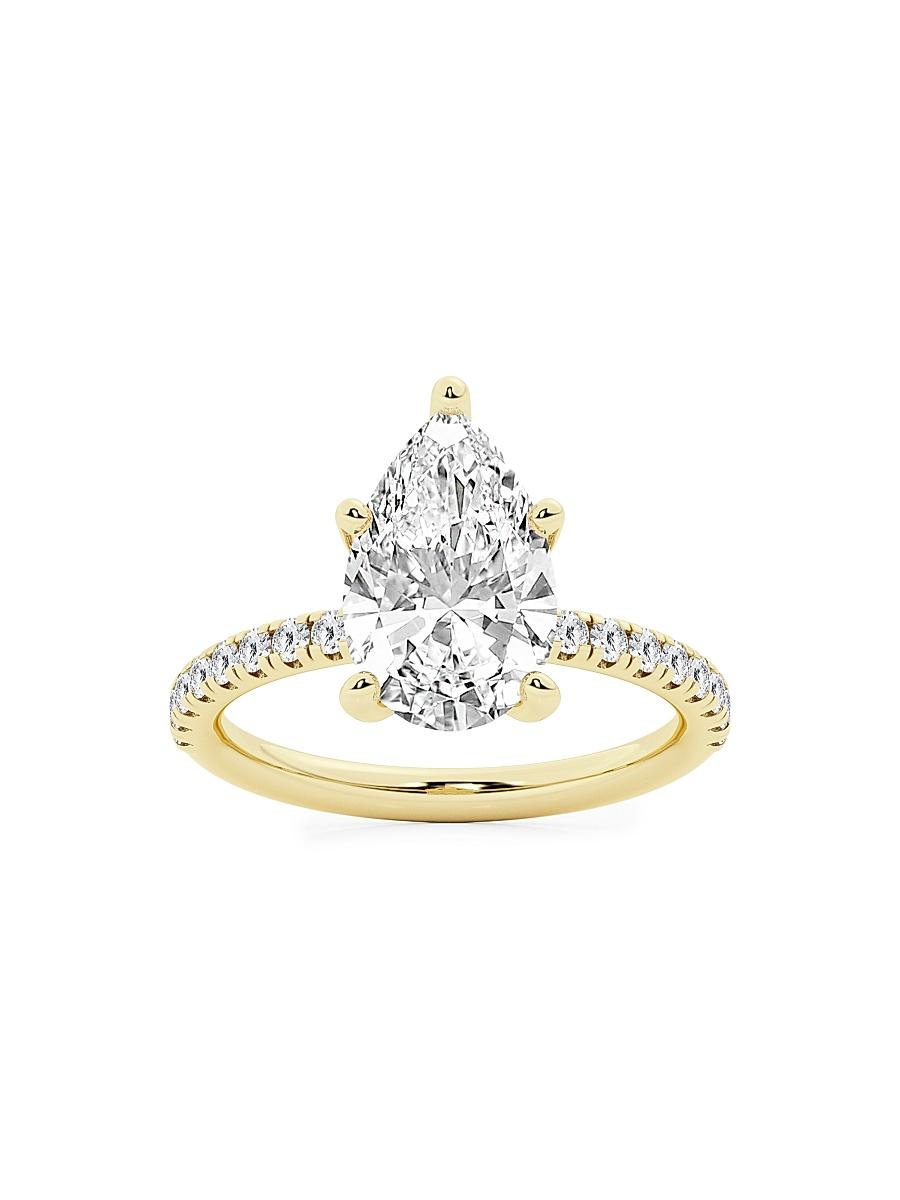 Womens 14K Yellow Gold & Pear-Cut Lab-Grown Diamond Hidden Halo Ring/0.80-3.41 TCW Product Image