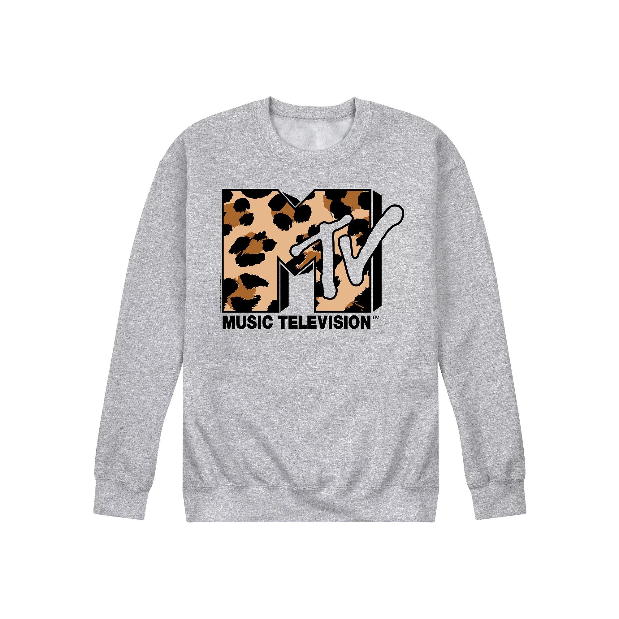 Men's MTV Leopard Print Logo Graphic Sweatshirt,  Product Image
