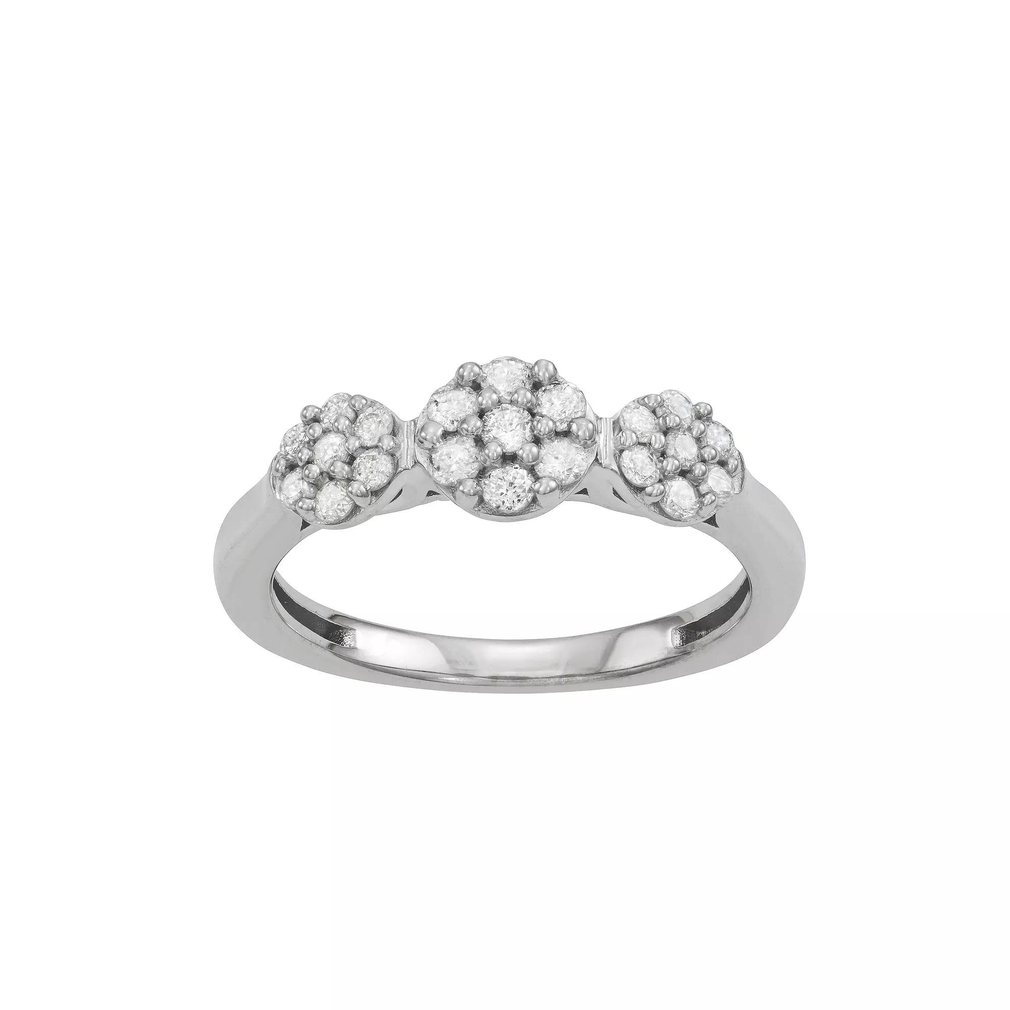 Jewelexcess Sterling Silver 1/2 Carat T.W. Diamond Cluster Ring, Women's, Size: 7 Product Image