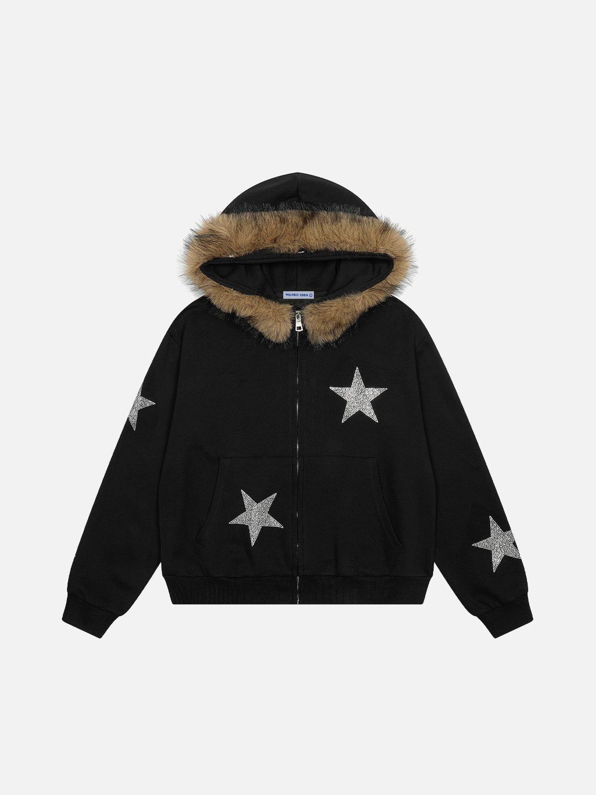 Aelfric Eden Rhinestone Star Zip Up Hoodie Product Image