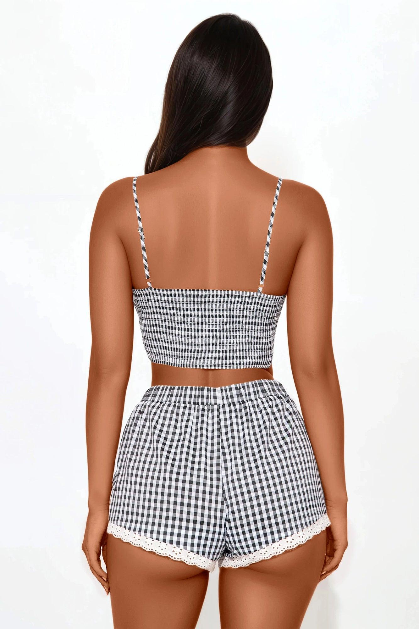 Lily Gingham Short Set - Black Product Image