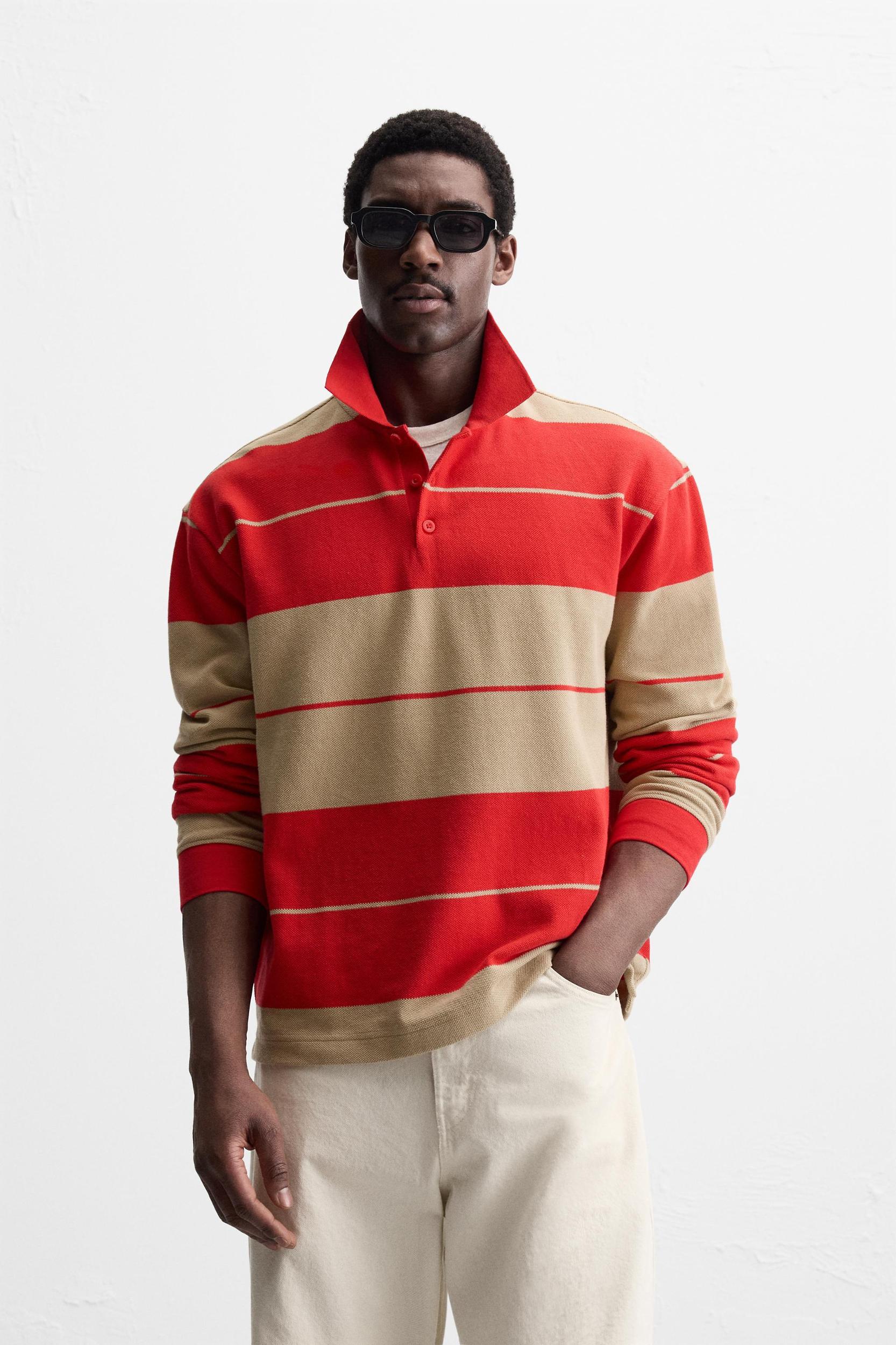 STRIPED PIQUÉ POLO Product Image