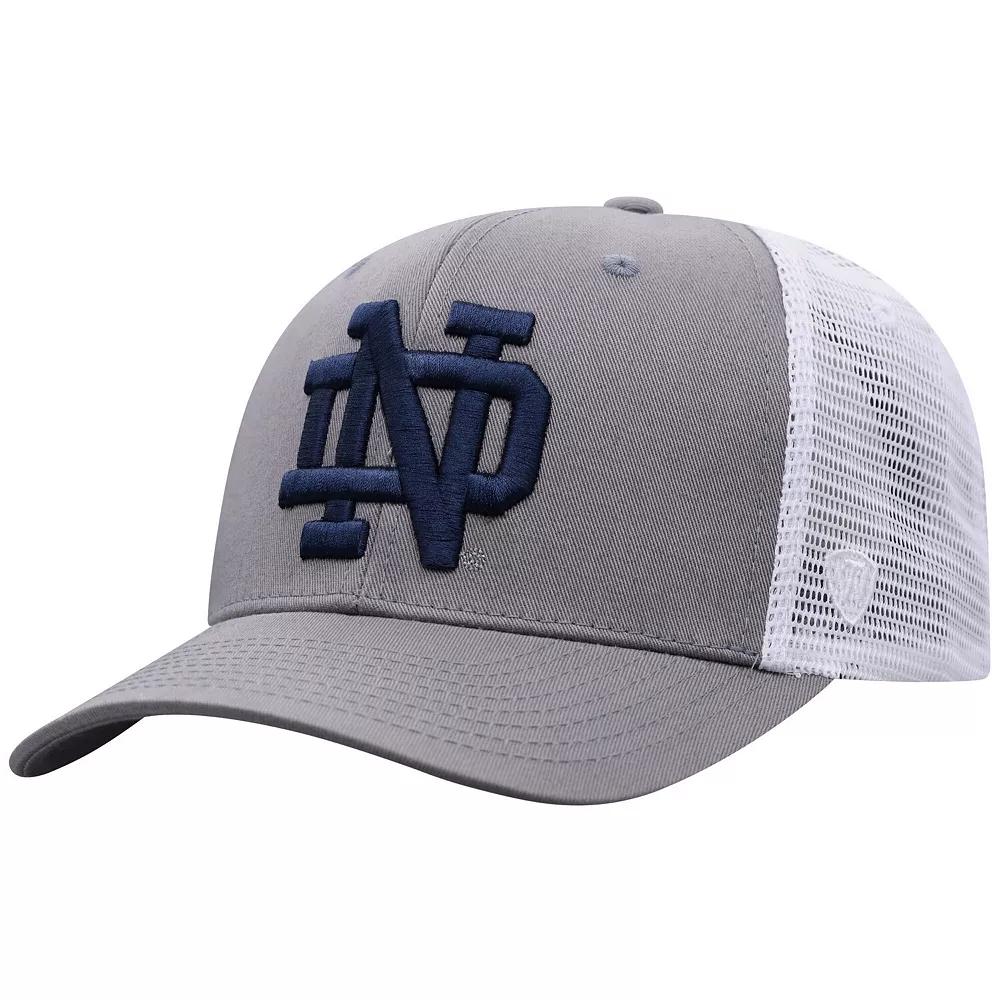 Men's Top of the World Gray/White Notre Dame Fighting Irish Victory Baseline Trucker Adjustable Hat, Grey Product Image