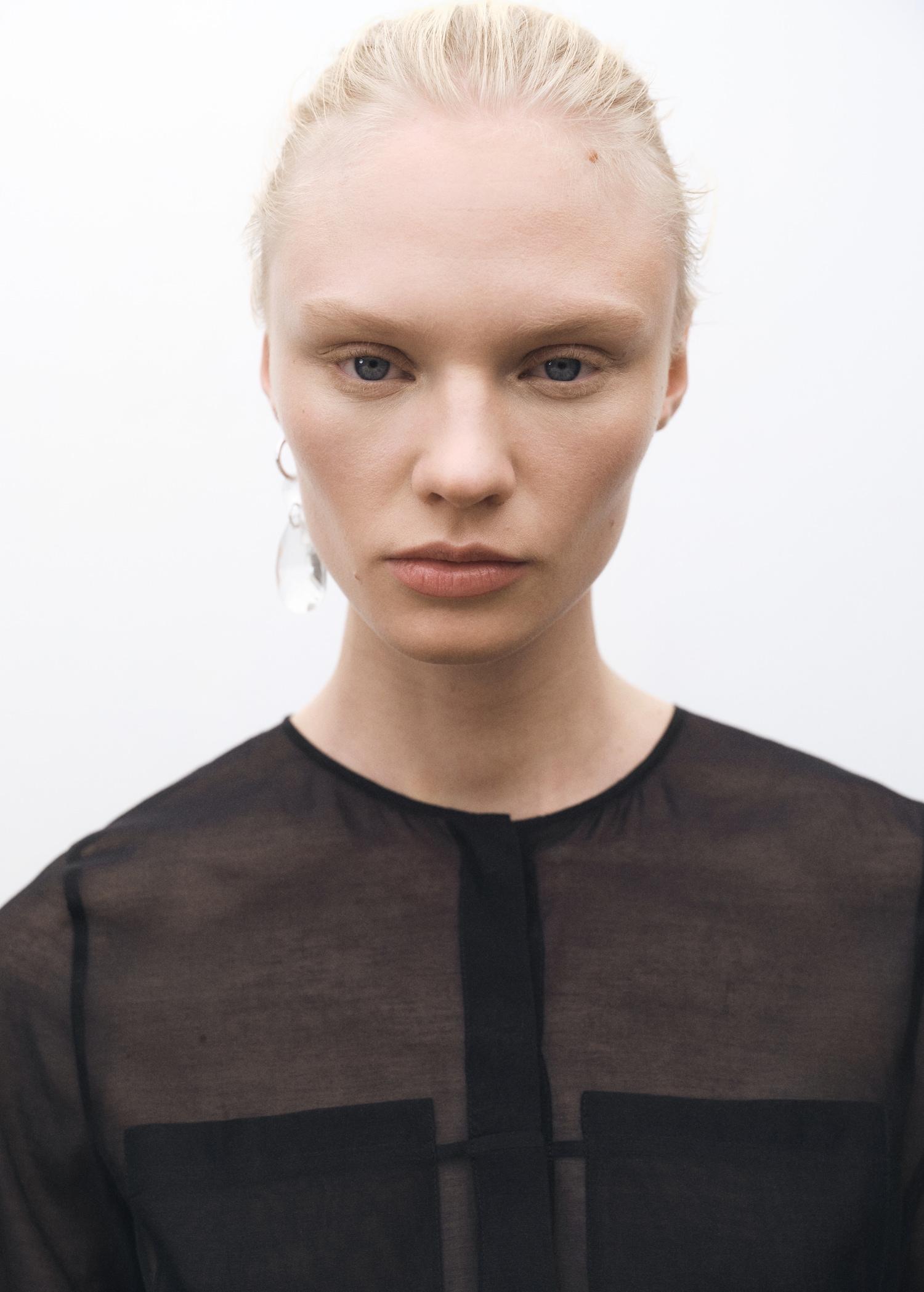 Semi-transparent silk-blend midi-dress - Women | MANGO USA Product Image