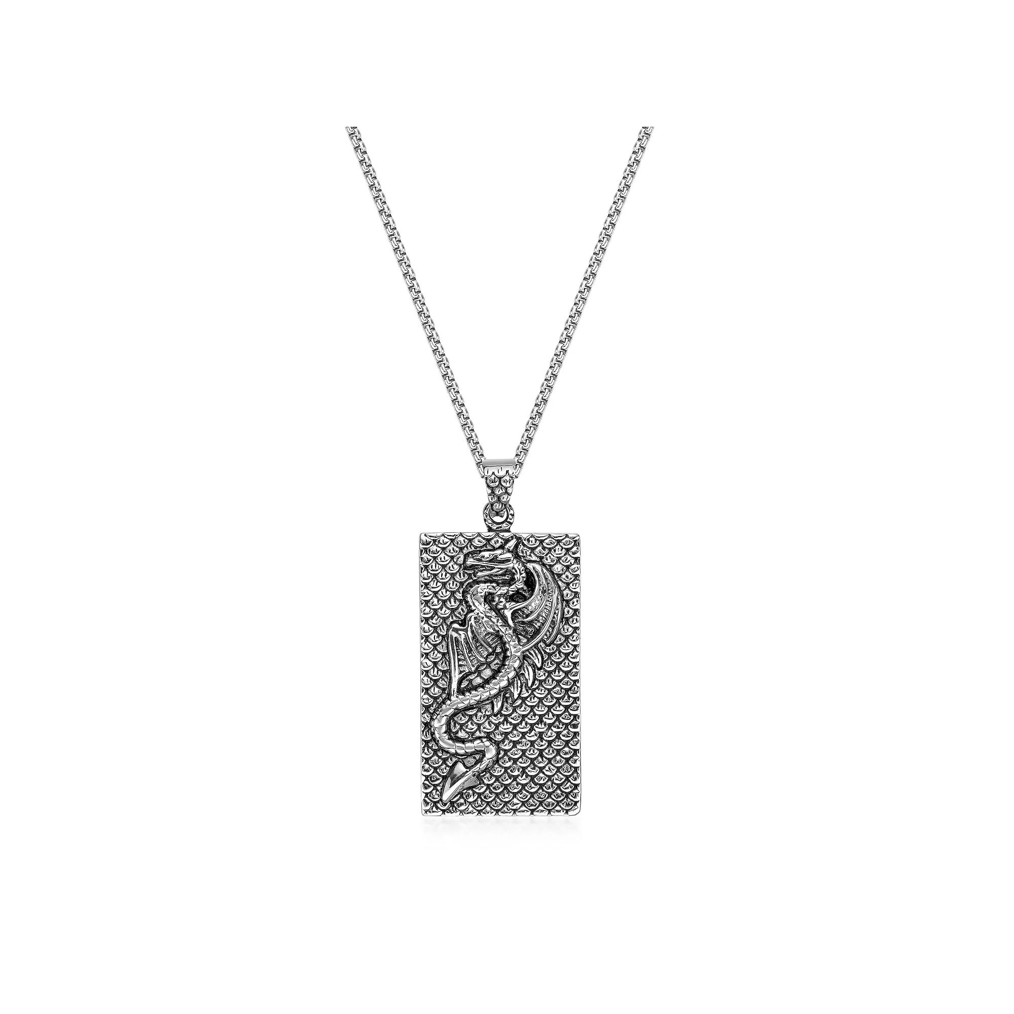 Men's LYNX Stainless Steel Box Chain Pendant Necklace, Size: 24" Product Image