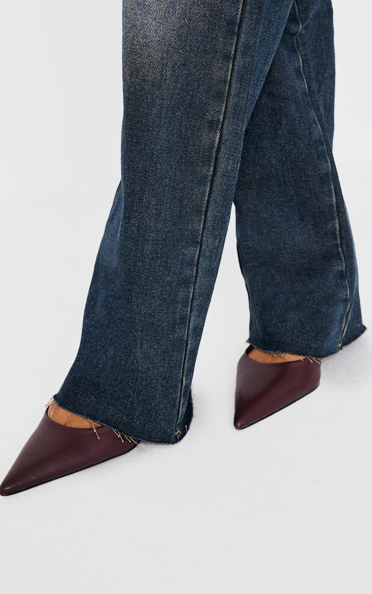 Petite Grey Used Bleach Low Waist Straight Leg Jeans Product Image