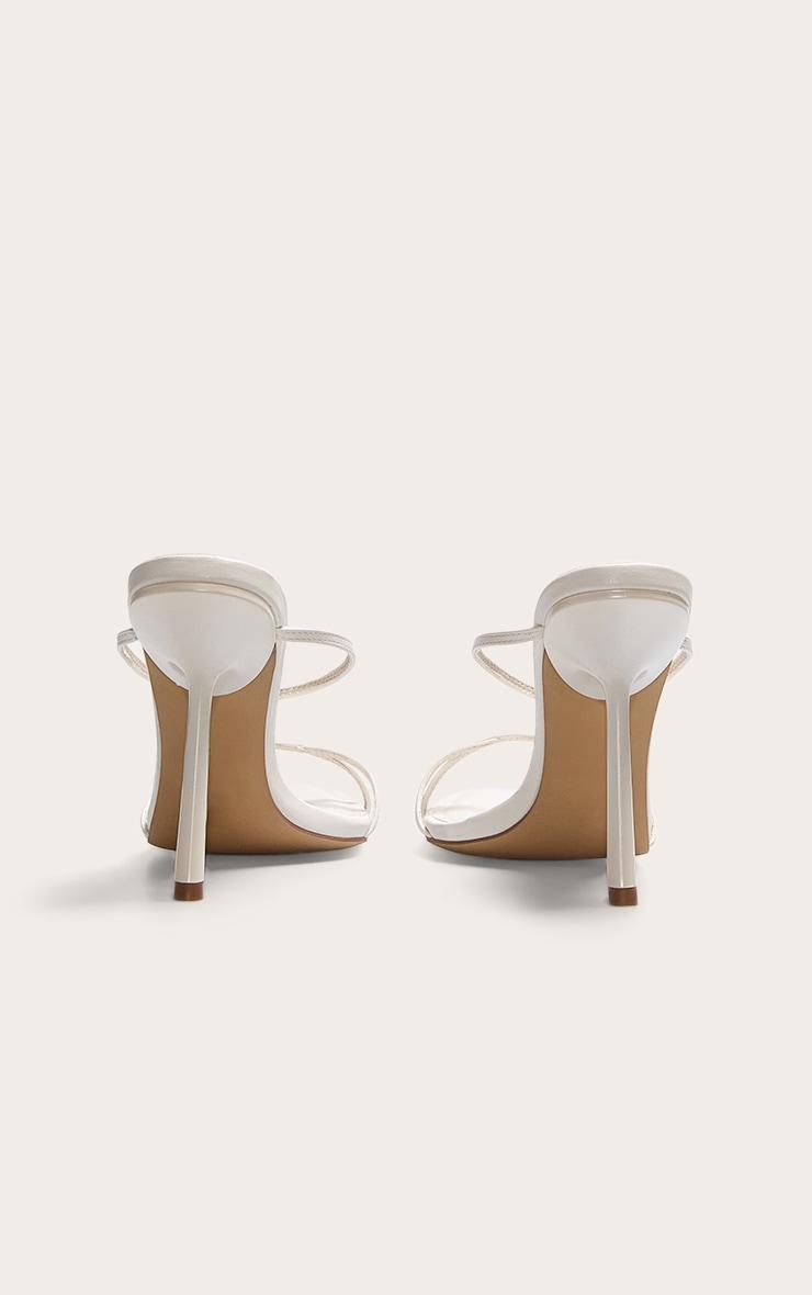 Cream Pu Round Toe Strap High Stiletto Heeled Mules Product Image
