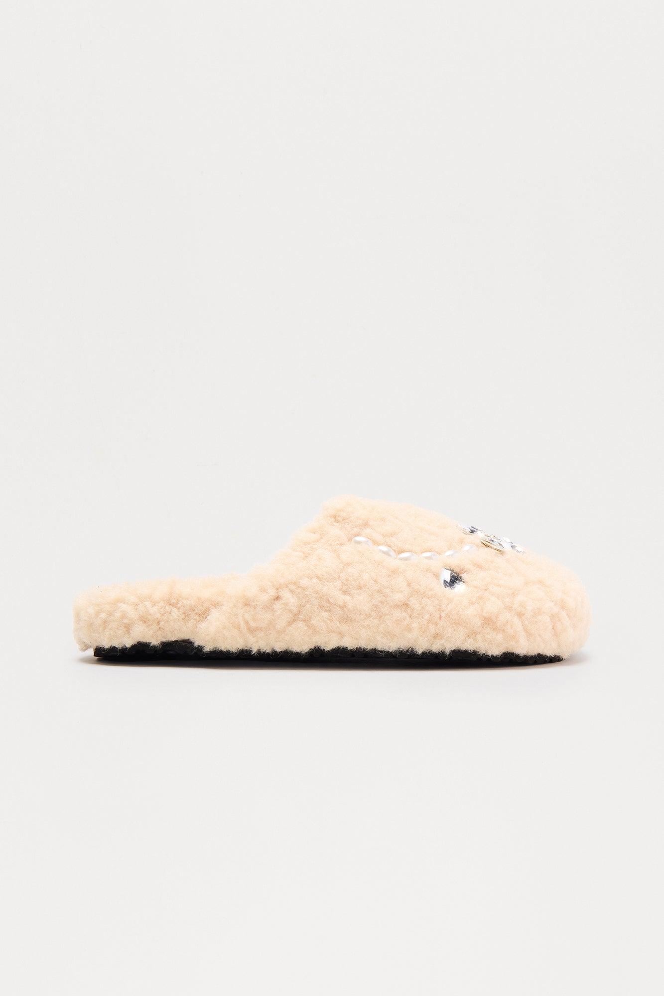 Nandy Jewel Sherpa Slippers - Beige Female Product Image