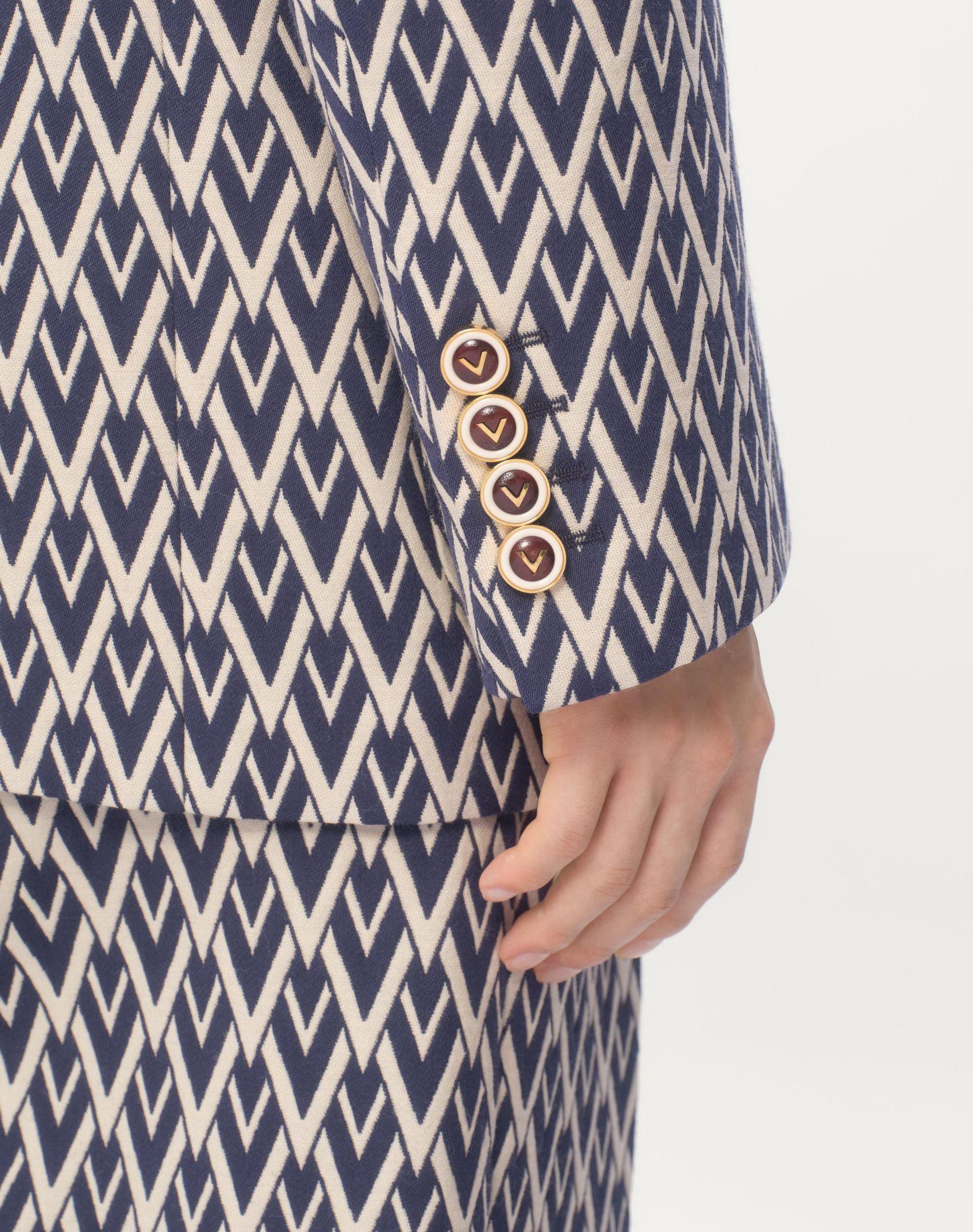 Double-Breasted Wool Jacket With Jacquard Toute La V Pattern Product Image