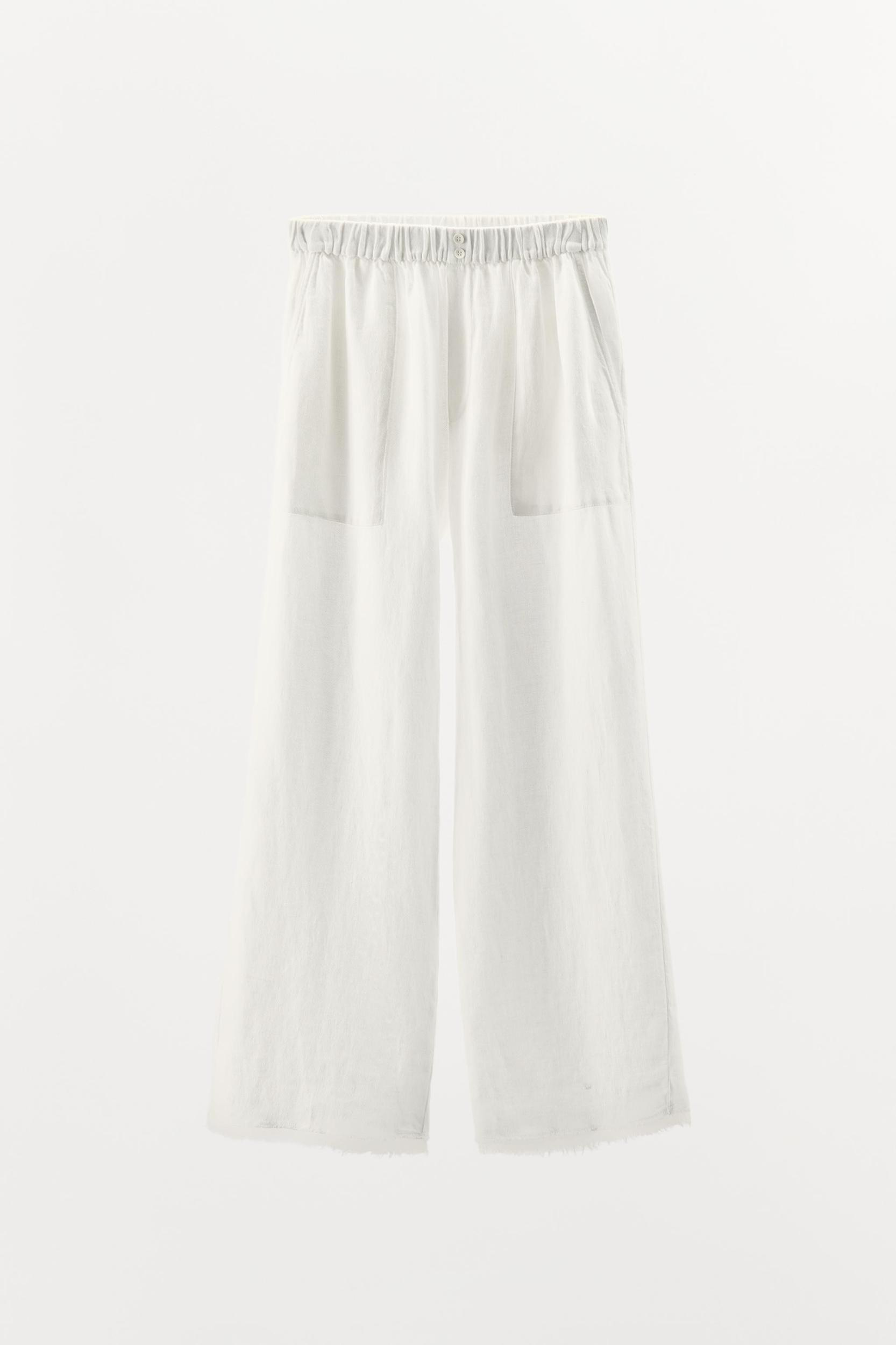 DOUBLE BUTTON LINEN PANTS Product Image