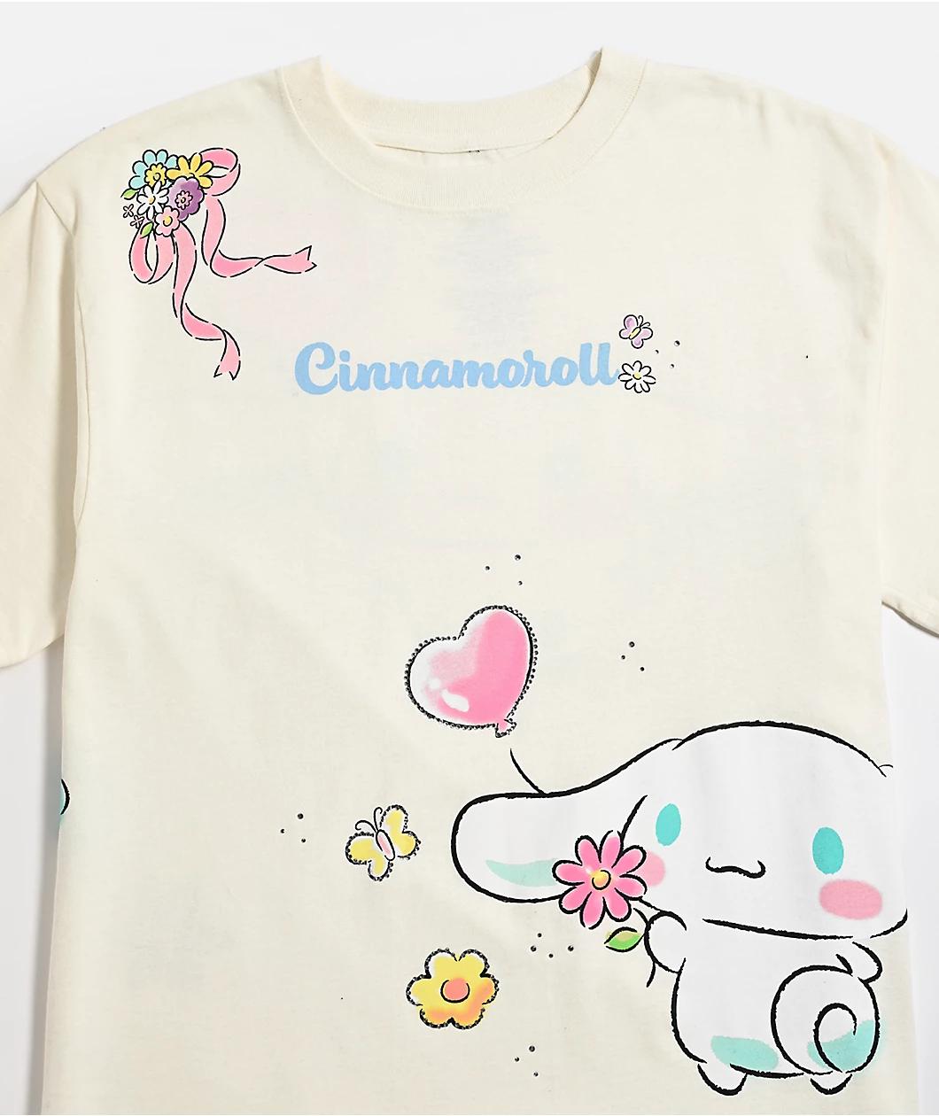 Hello Kitty® & Friends | A.LAB Cinnamoroll™ Pink Ribbon White T-Shirt Product Image